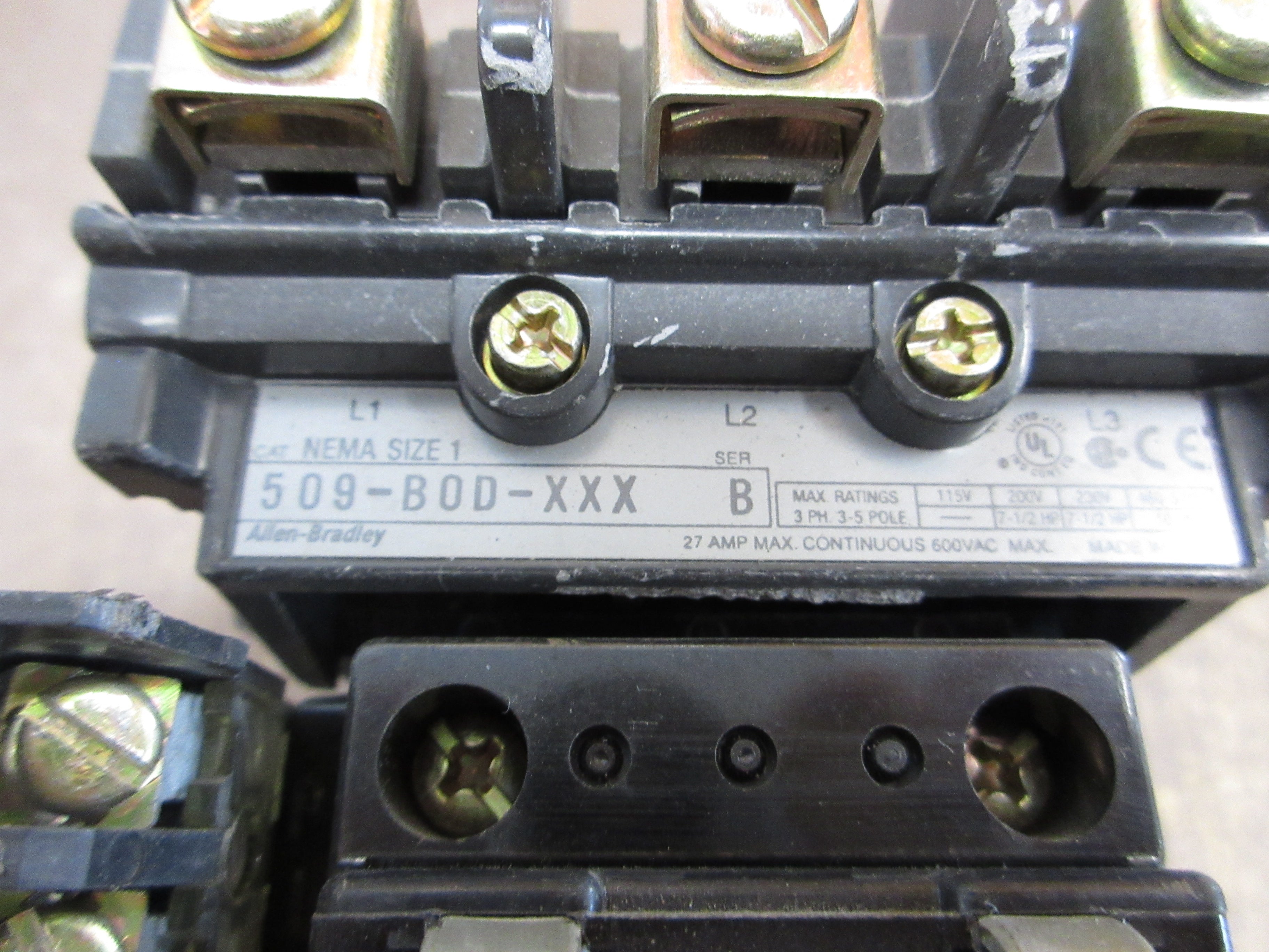 Allen-Bradley Size 1 Starter 509-BOD-XXX / 592-EC2CC 115-120V Coil Trip: 5-25A