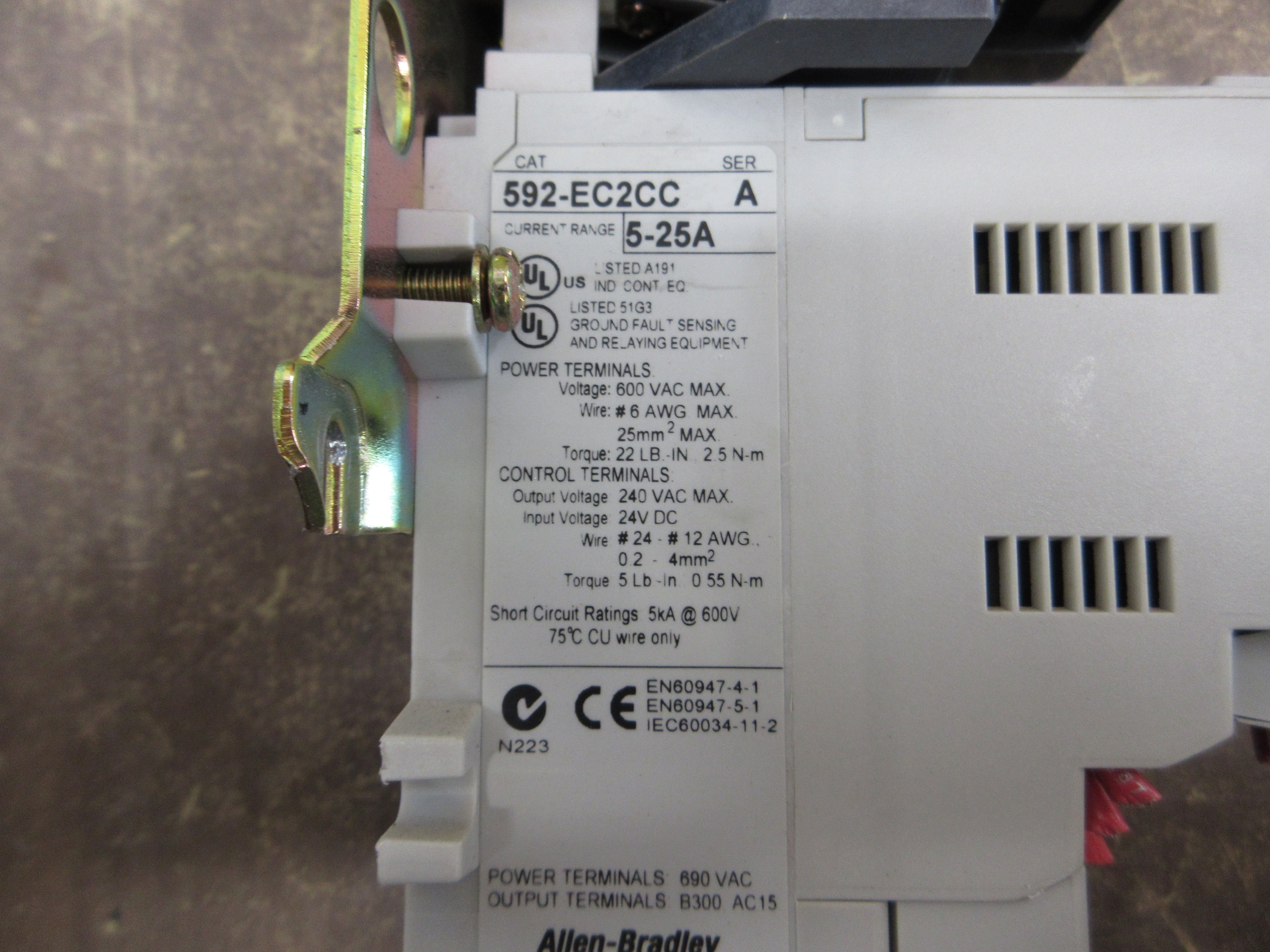 Allen-Bradley Size 1 Starter 509-BOD-XXX / 592-EC2CC 115-120V Coil Trip: 5-25A