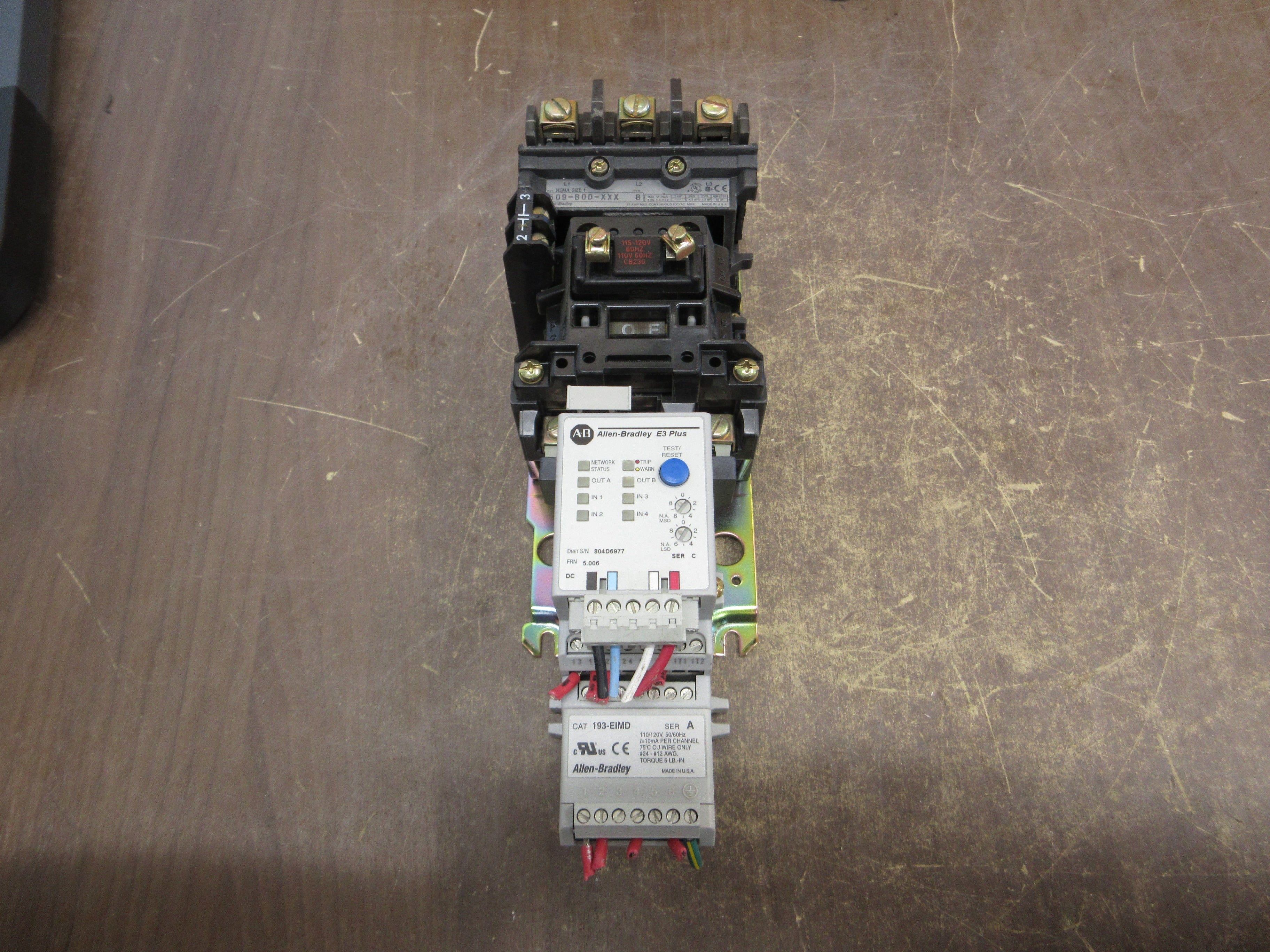 Allen-Bradley Size 1 Starter 509-BOD-XXX / 592-EC2BC 115-120V Coil Trip: 3-15A
