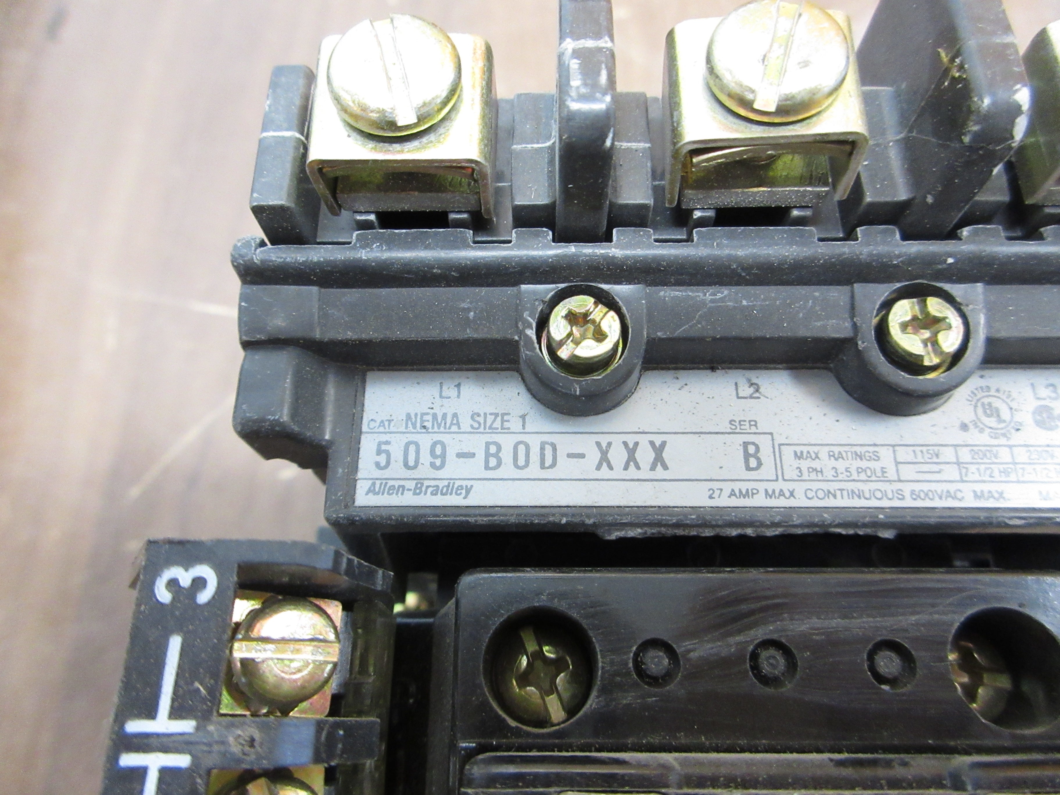 Allen-Bradley Size 1 Starter 509-BOD-XXX / 592-EC2AC 115-120V Coil Trip: 1-5A