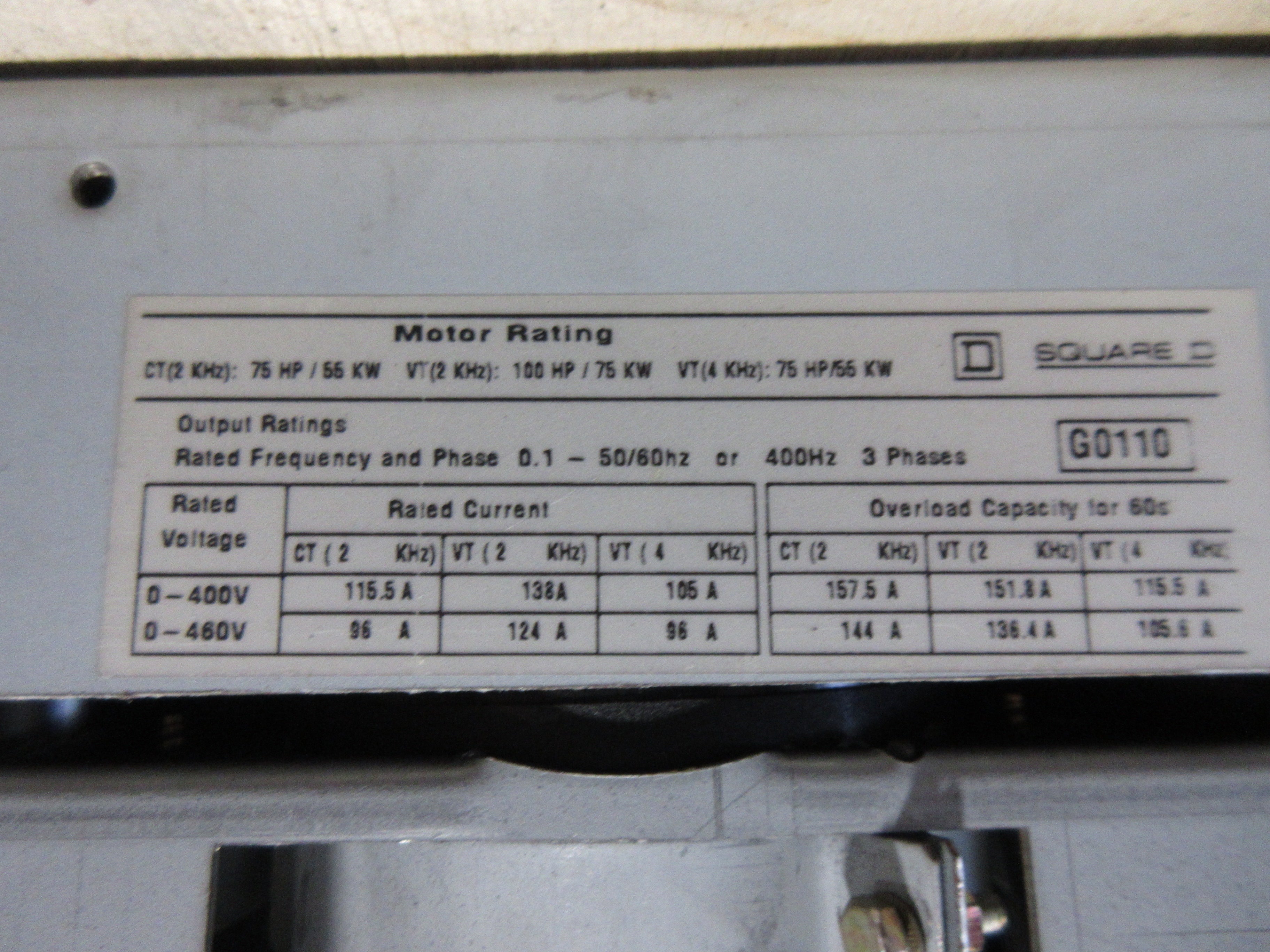 Square D AC Drive SL66D79N4U 100HP *Open Chassis* *No Keypad* Used