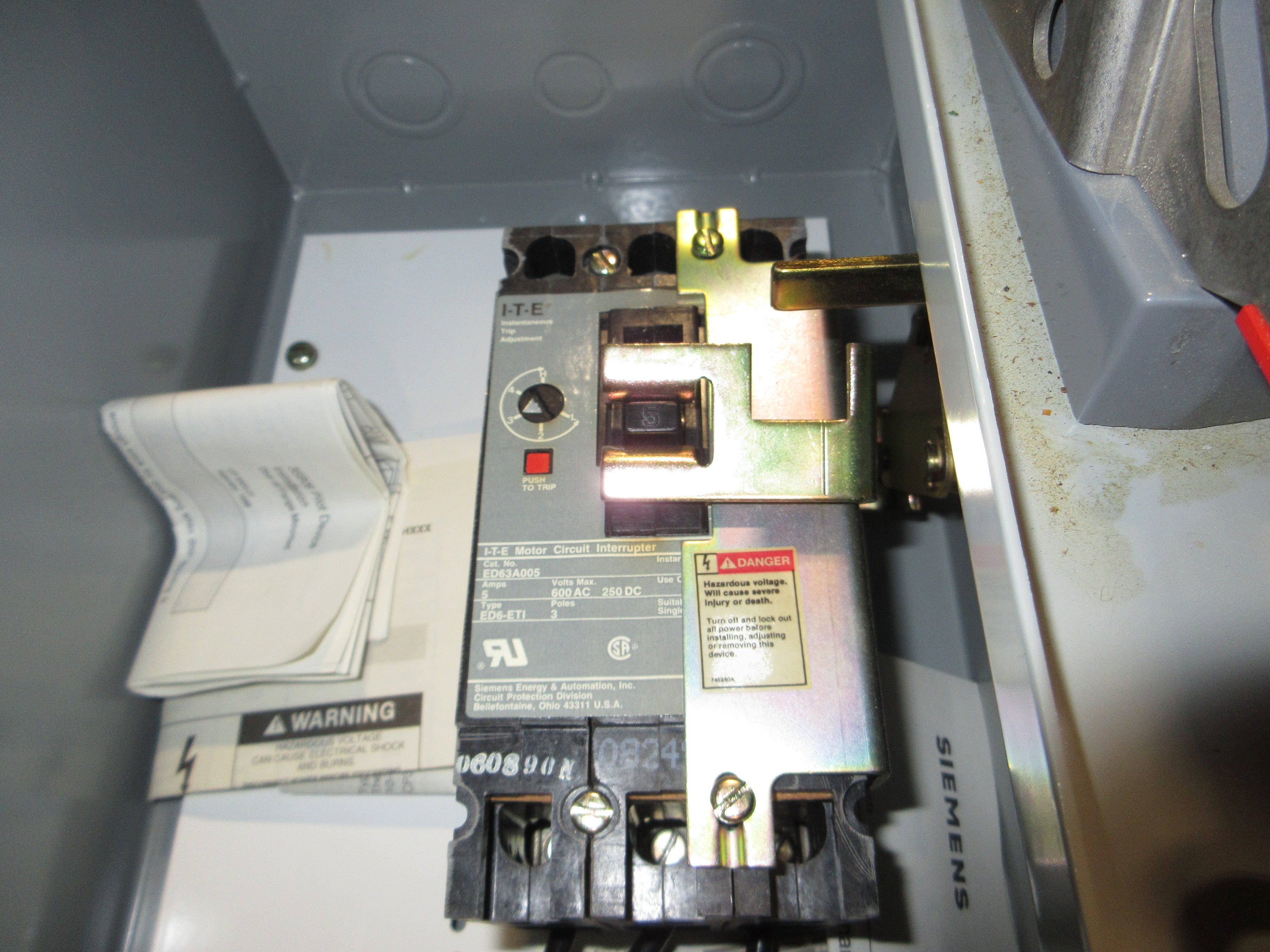 Siemens Size 1 Breaker Combination SCB1B441708541GM2CG Breaker: ED63A005