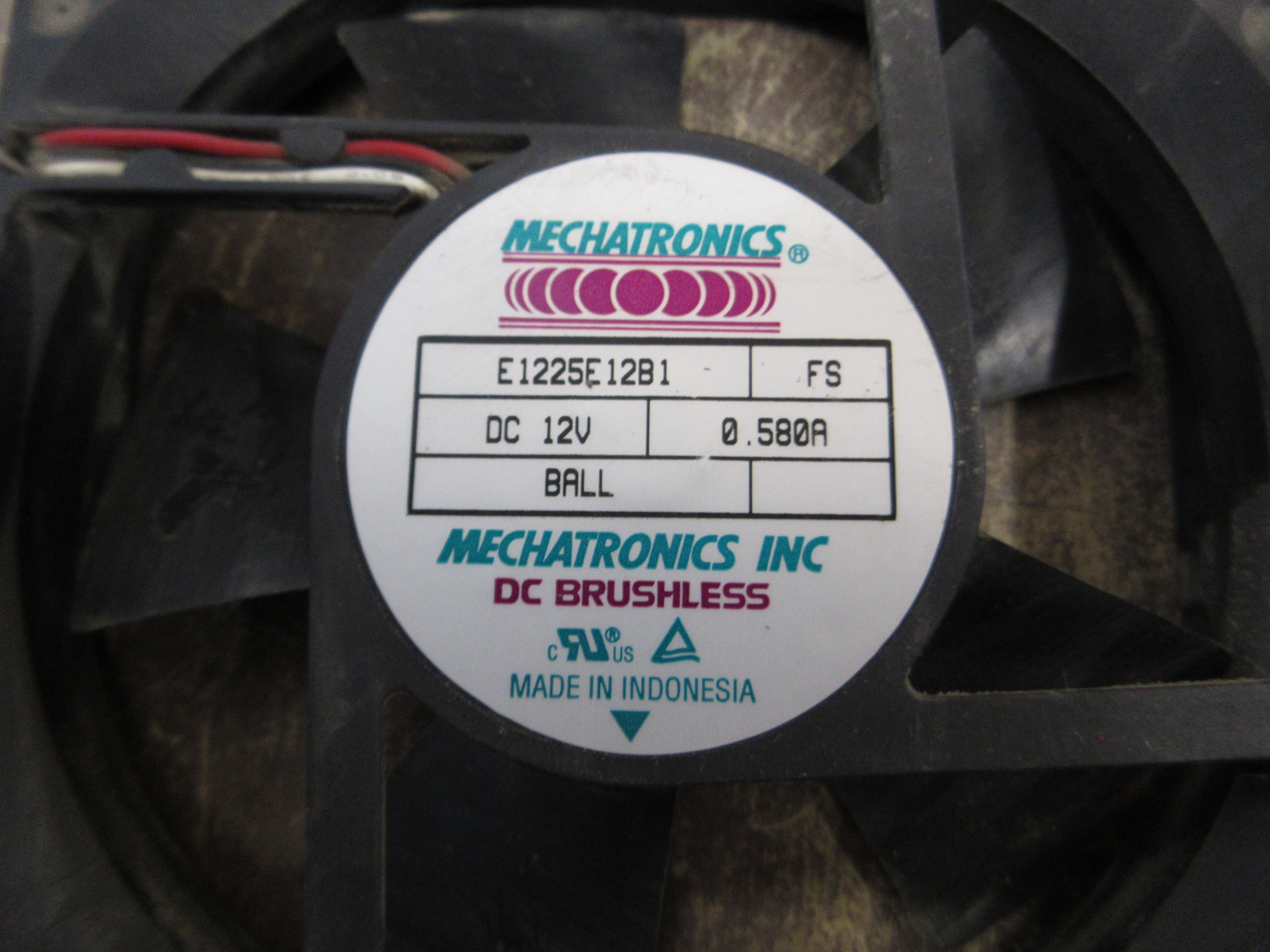 Mechatronics Axial Fan E1225E12B1 12VDC 0.580A Used
