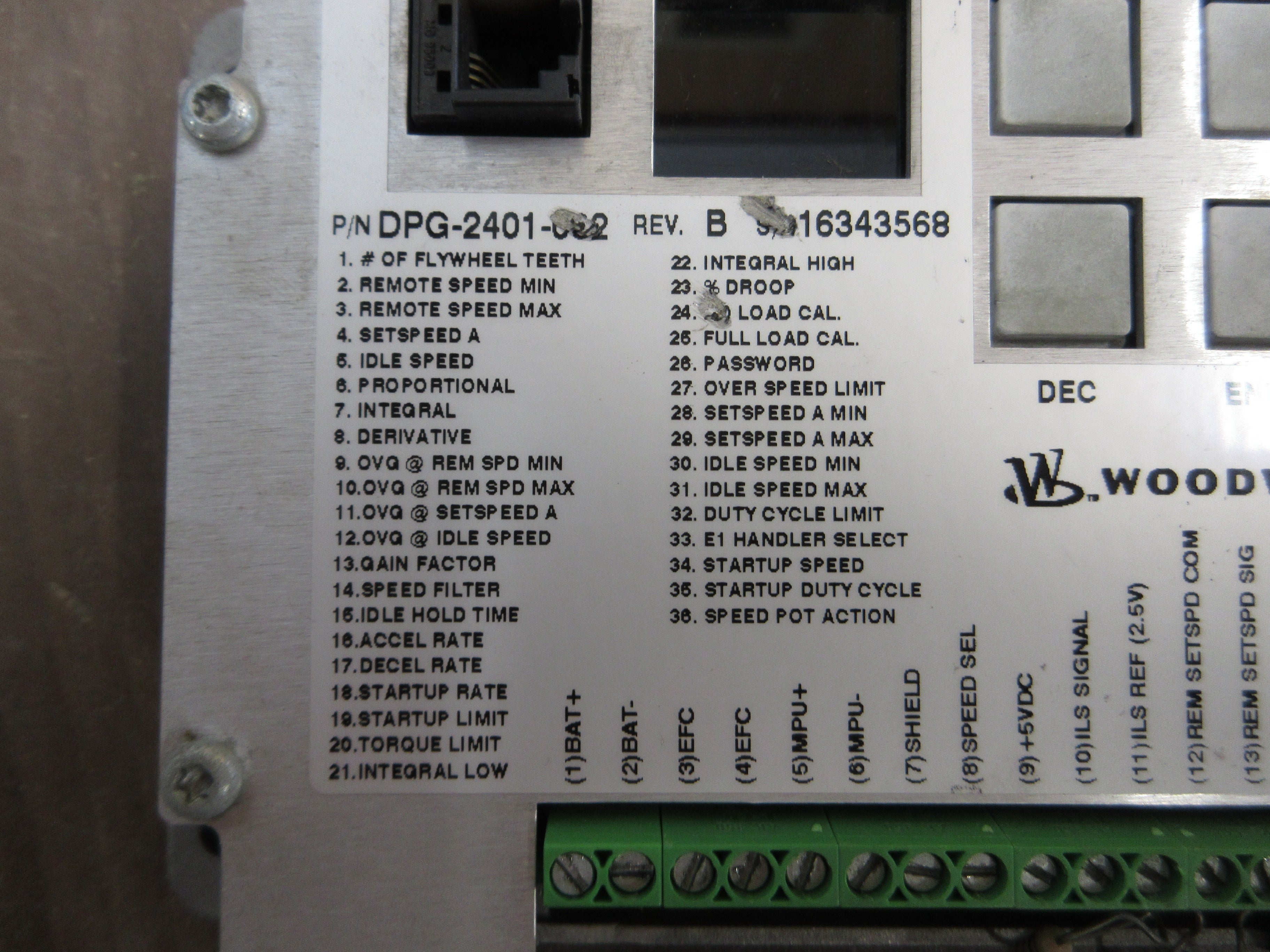 Woodward Digital Speed Controller DPG-2401-002 Rev. B Used