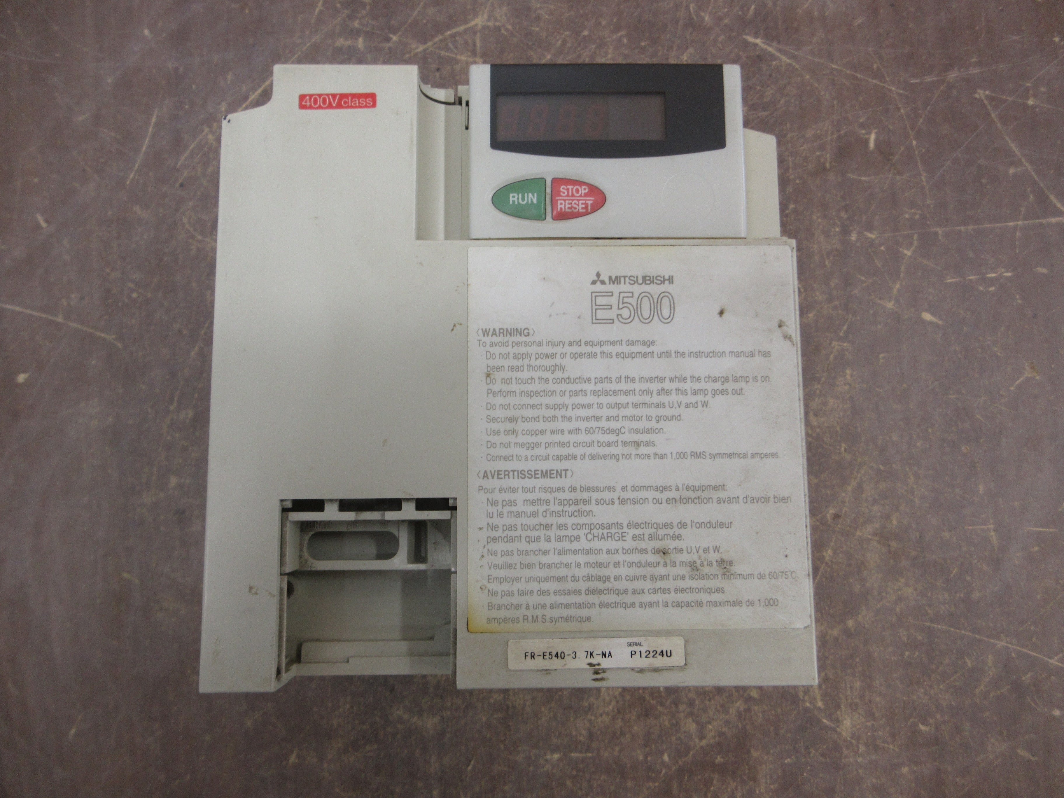 Mitsubishi E500 AC Drive FR-E540-1.5K-NA 2HP 3Ph w/ Keypad Used