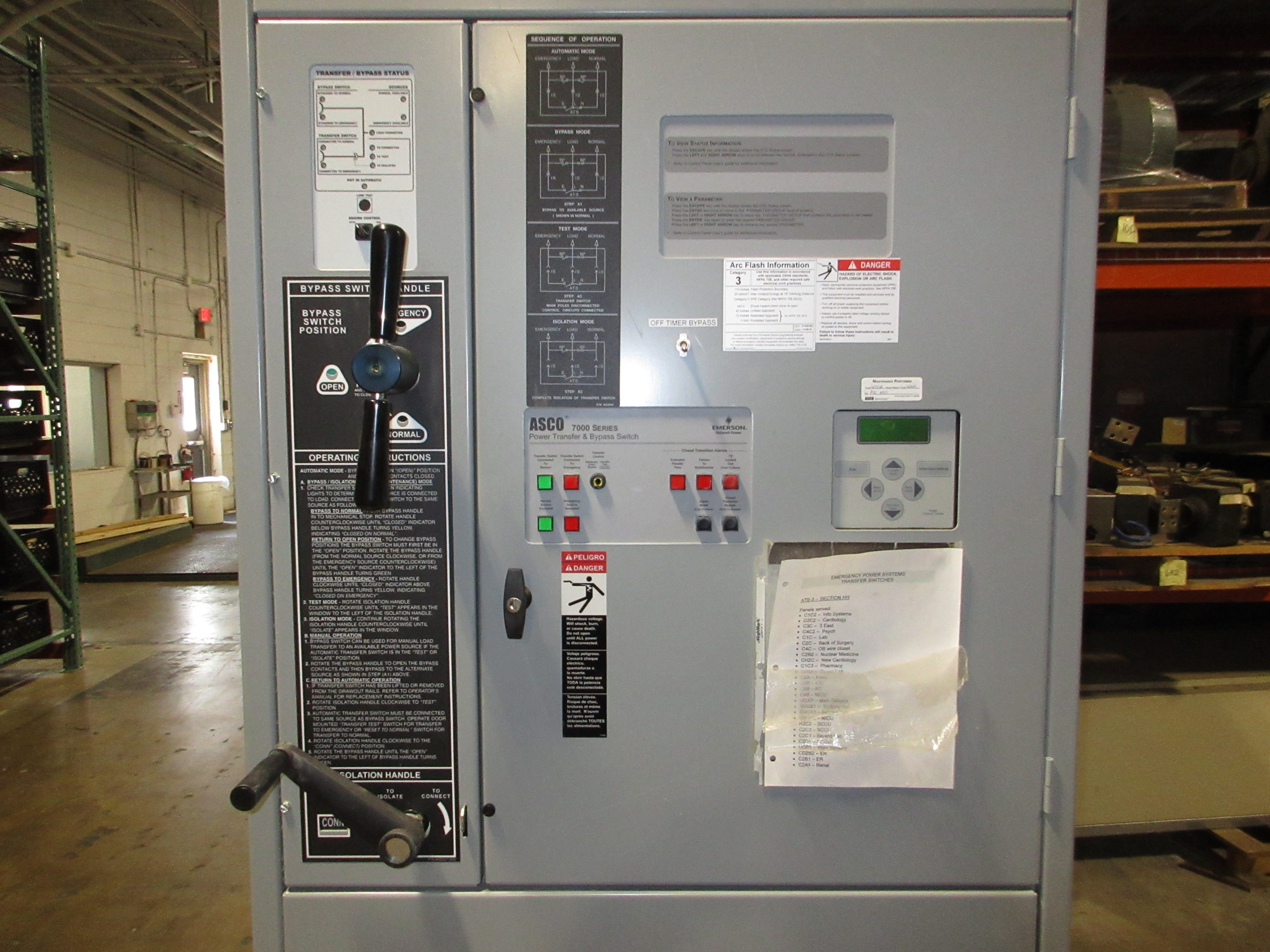 Asco 7000 Series Automatic Transfer Switch w/ Bypass H7ACTBB30800N50C 800A Used