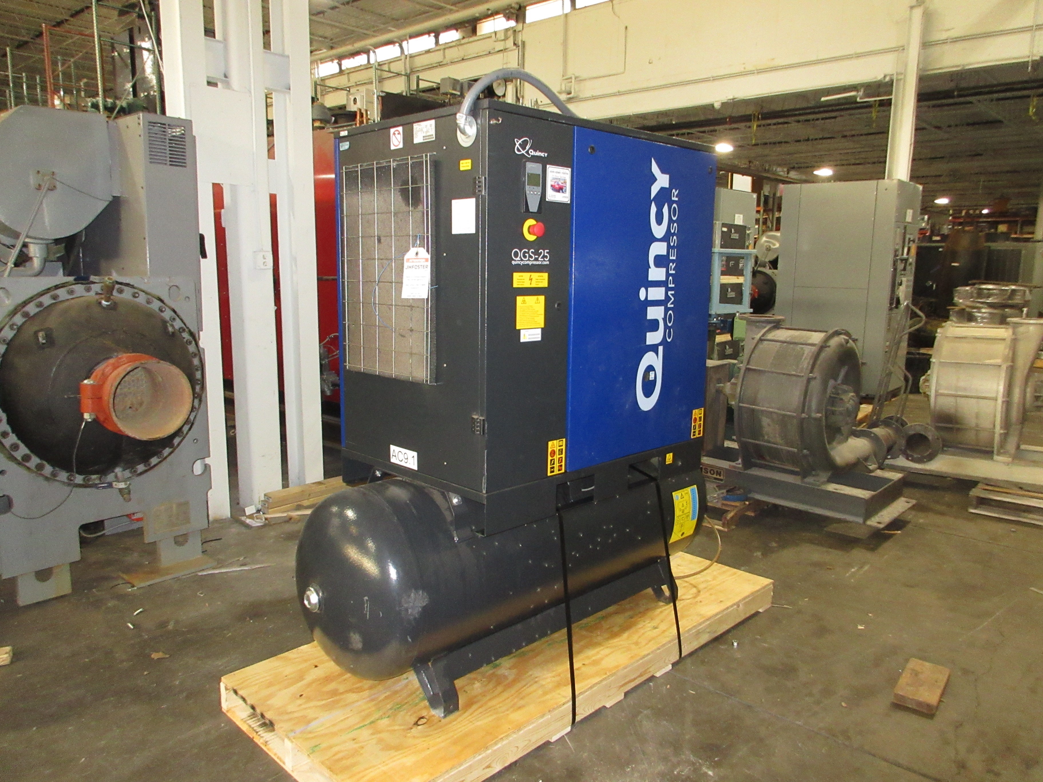 Quincy Rotary Screw Air Compressor QGS 25 25HP 460V 3Ph 60Hz 125PSIG Used
