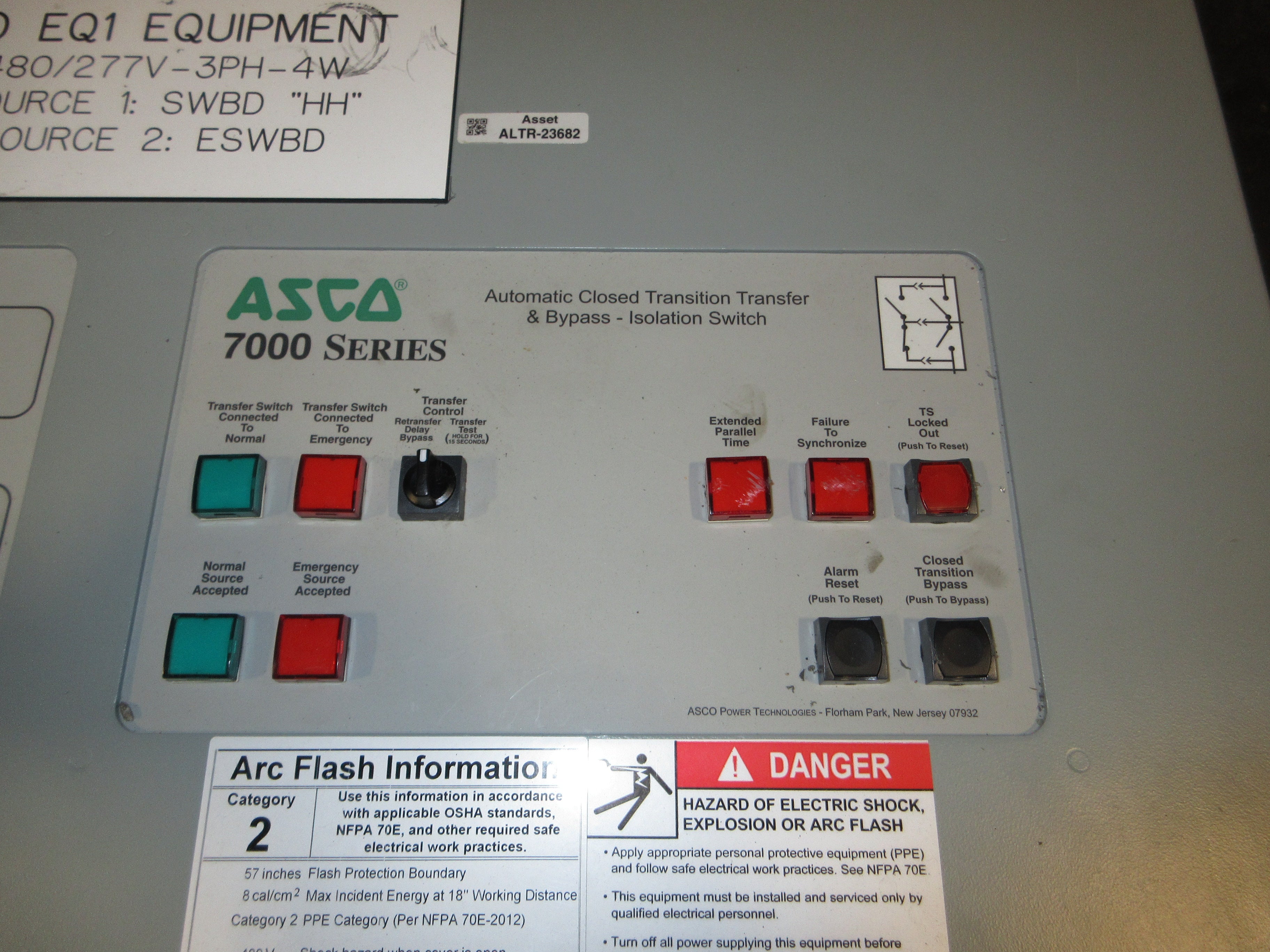 Asco 7000 Series Automatic Transfer Switch w/ Bypass E7ACTBA30400N50C 400A Used