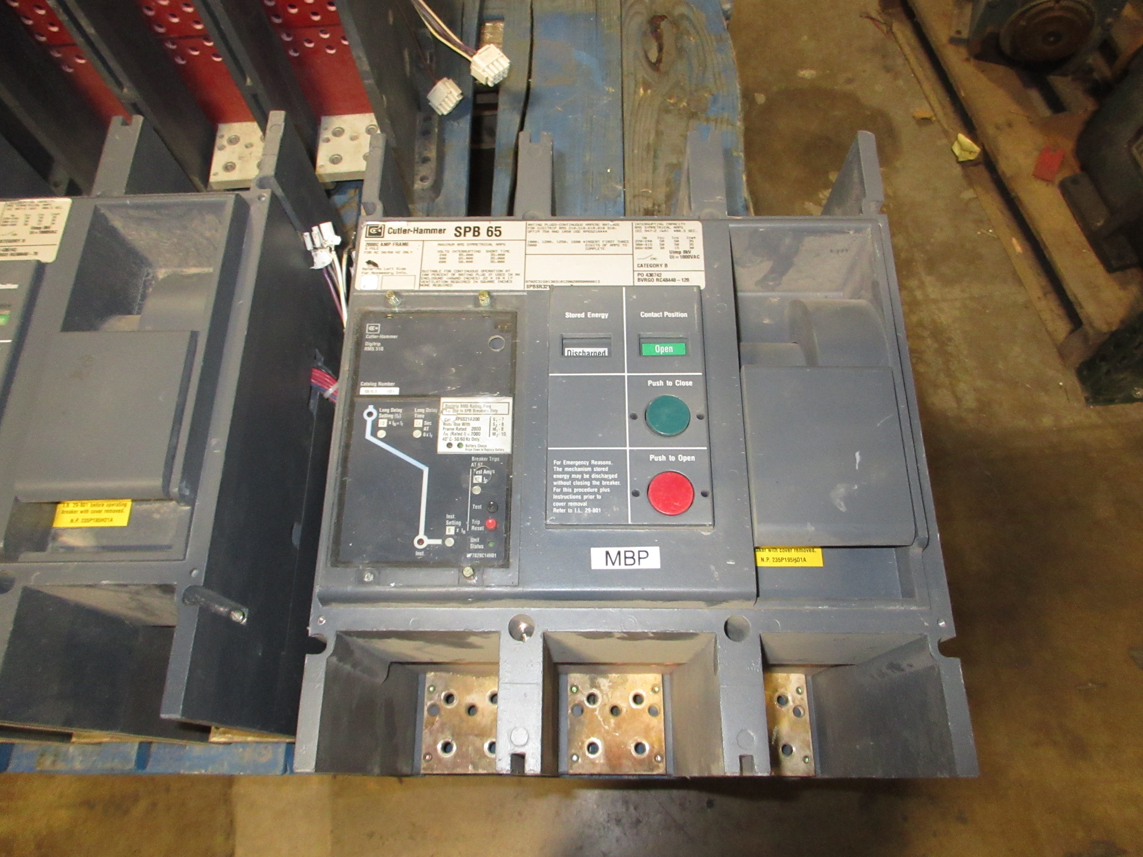 Cutler-Hammer Circuit Breaker SPB 65 2000C Amp Frame 2000A Rating Plug 600V Used