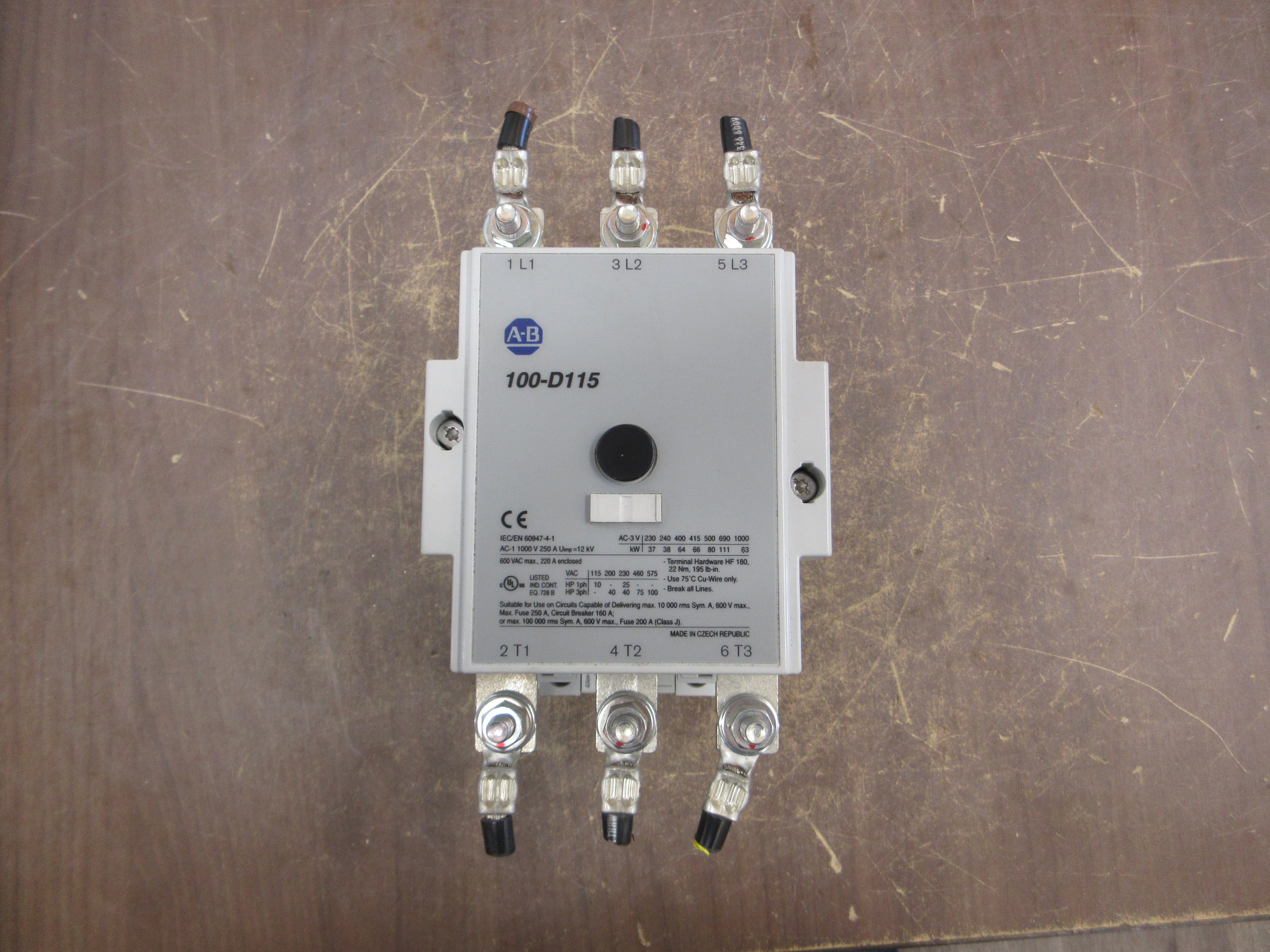 Allen-Bradley Contactor 100-D115 120V Coil 220A 600V Used