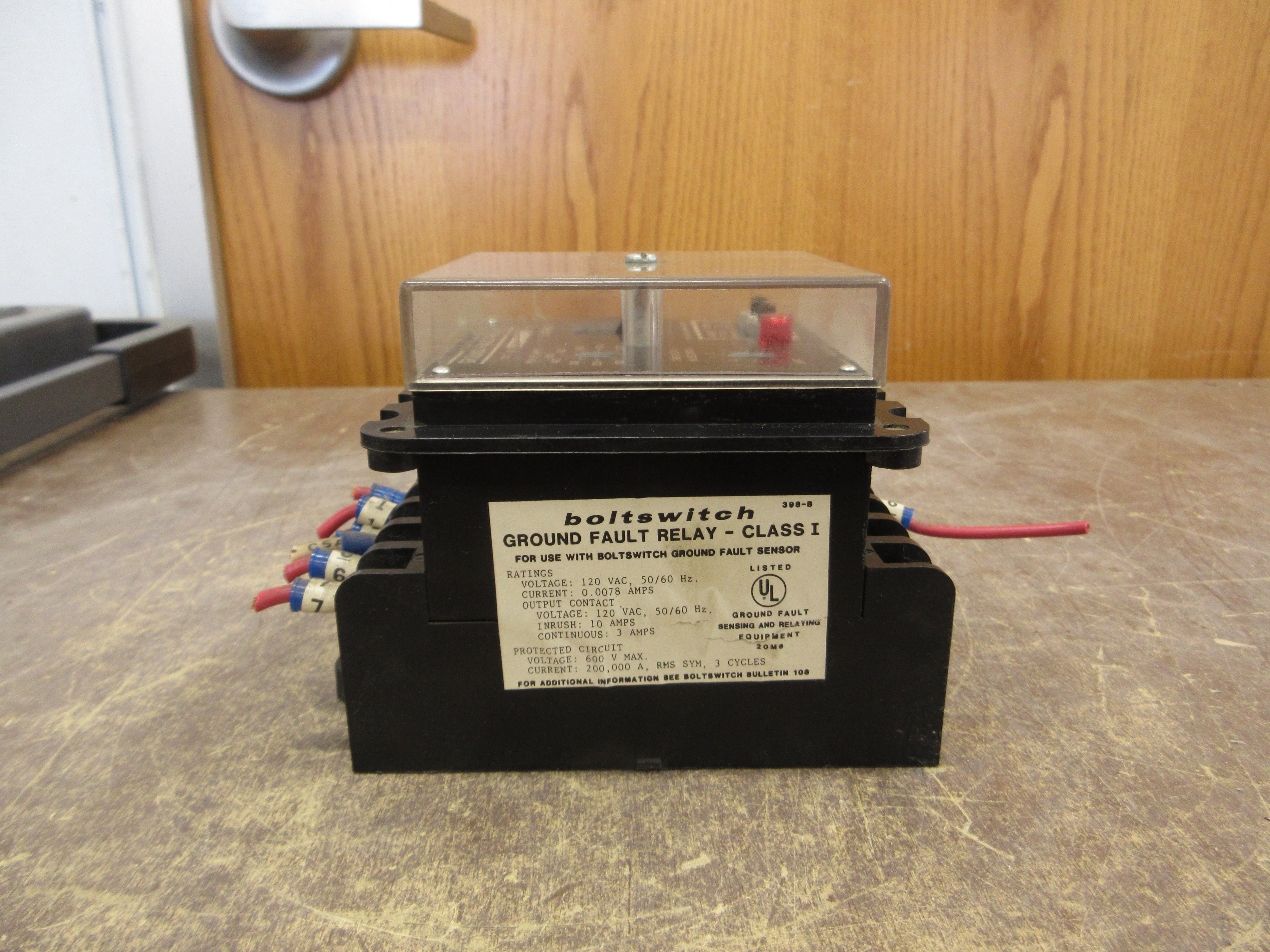 Boltswitch Ground Fault Relay GFR-1 Pick-Up: 100-1200A Delay: 0-0.9 Sec Used