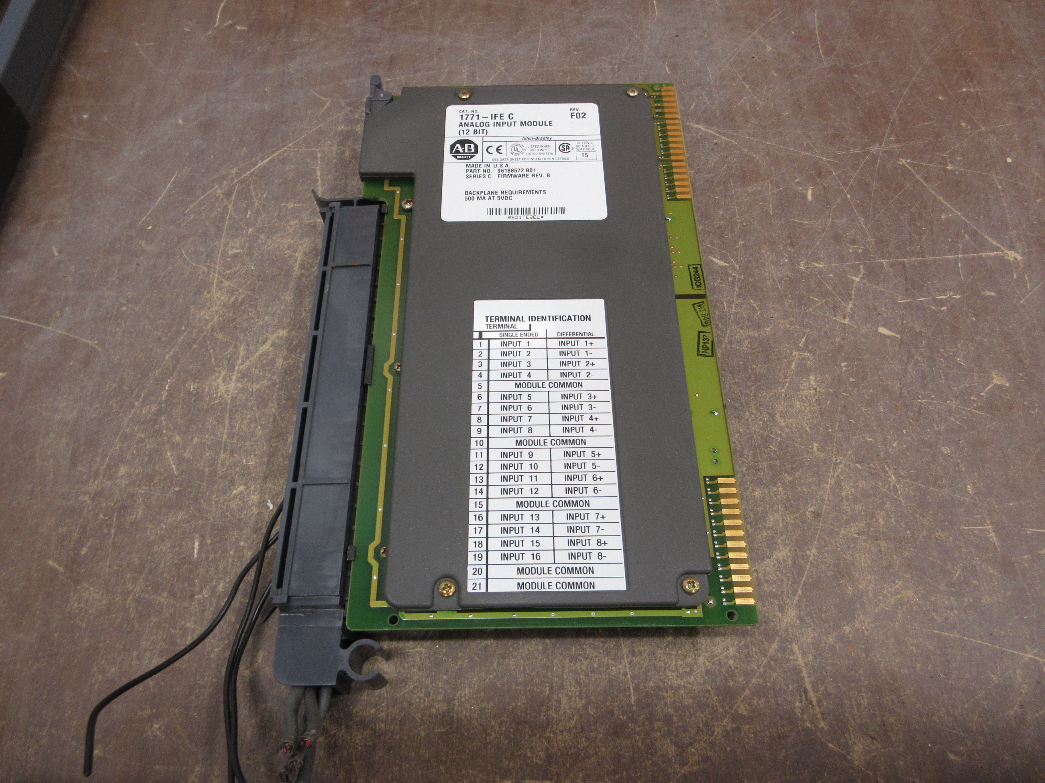 Allen-Bradley 12-Bit Analog Input Module 1771-IFE/C Ser C Rev F02 F/W Rev B Used