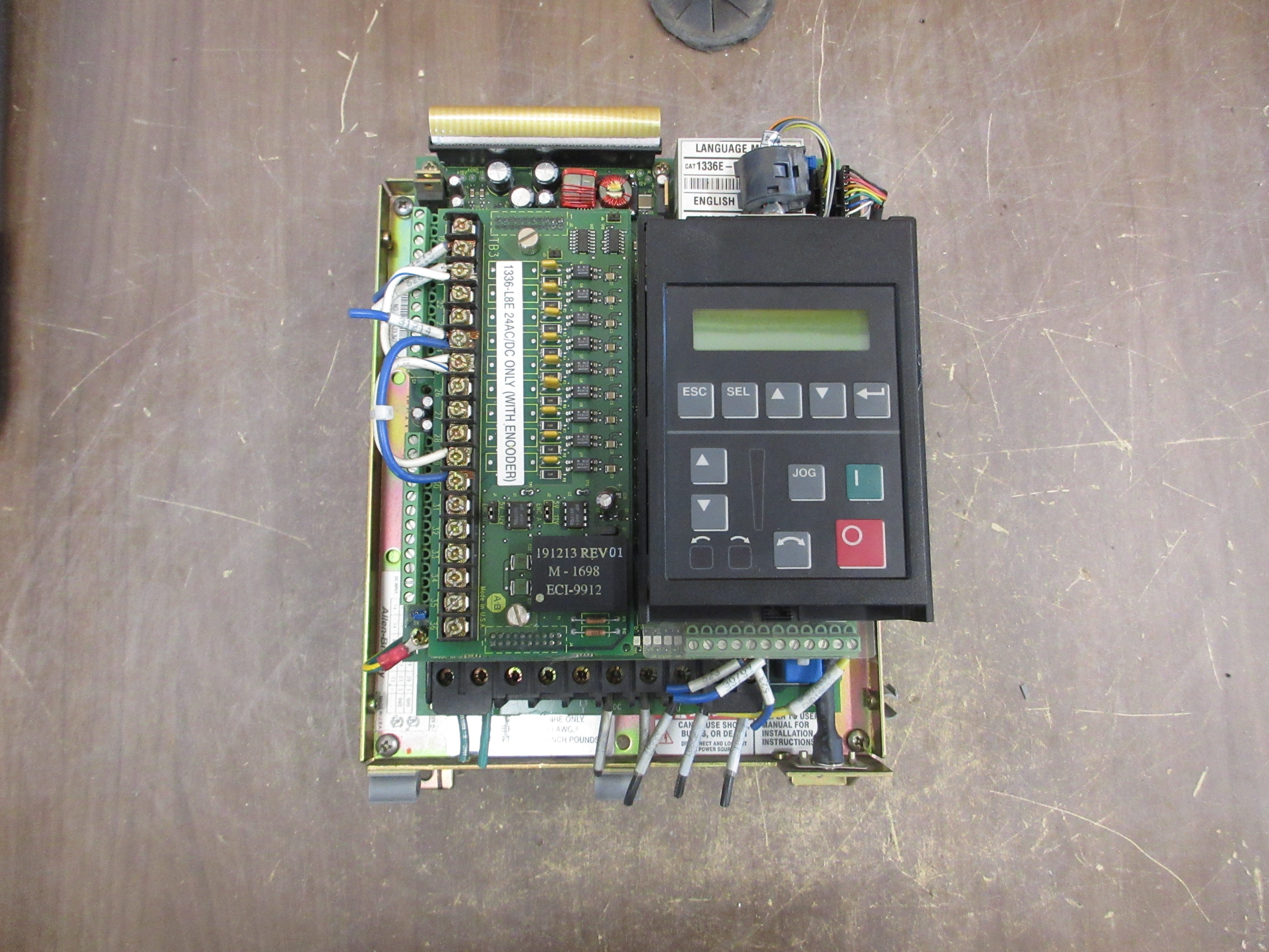 Allen-Bradley AC Drive 1336E-BRF10-AN-EN-L8E Ser. D 1HP w/ Keypad *Open Chassis*