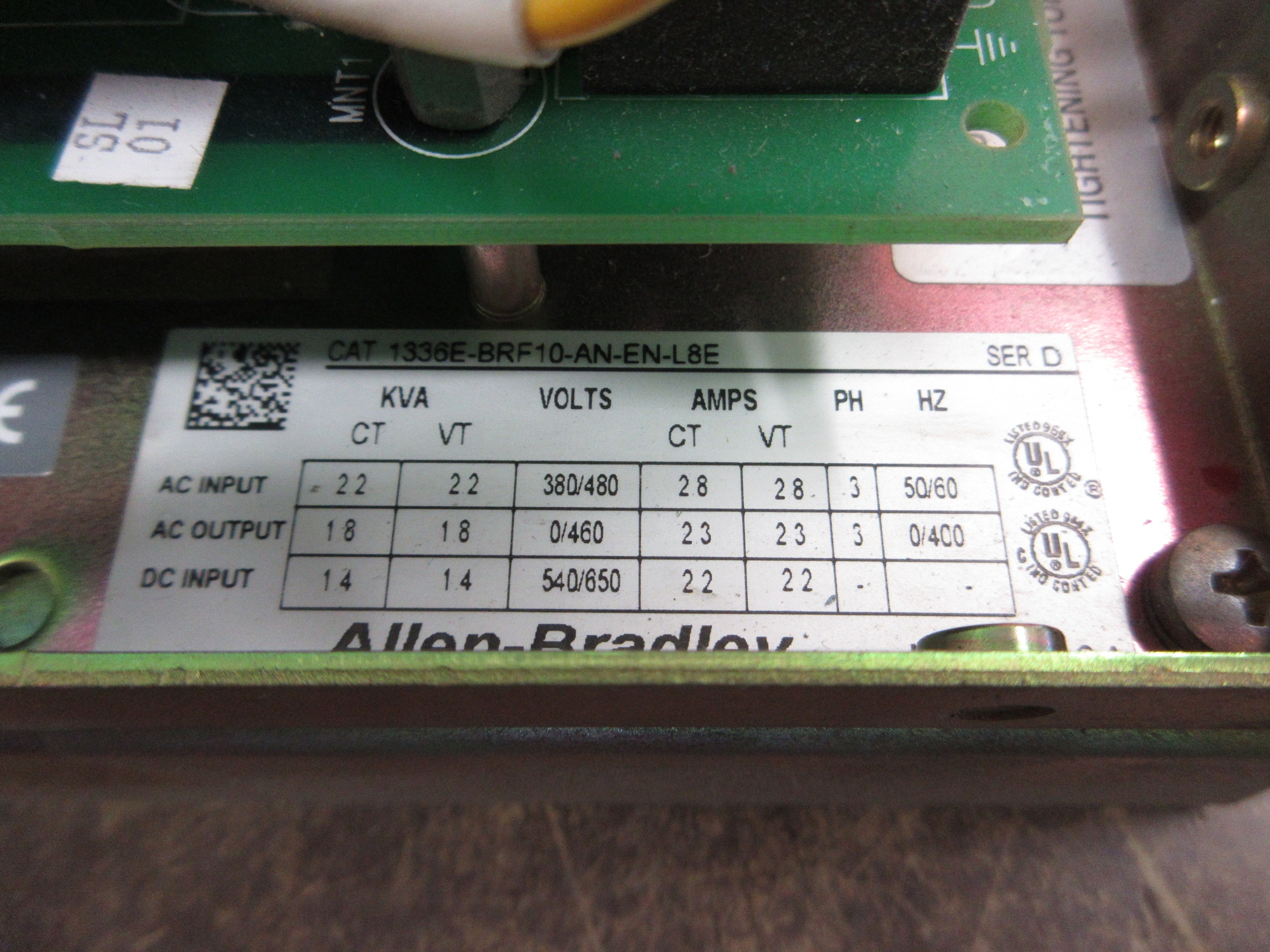 Allen-Bradley AC Drive 1336E-BRF10-AN-EN-L8E Ser. D 1HP w/ Keypad *Open Chassis*