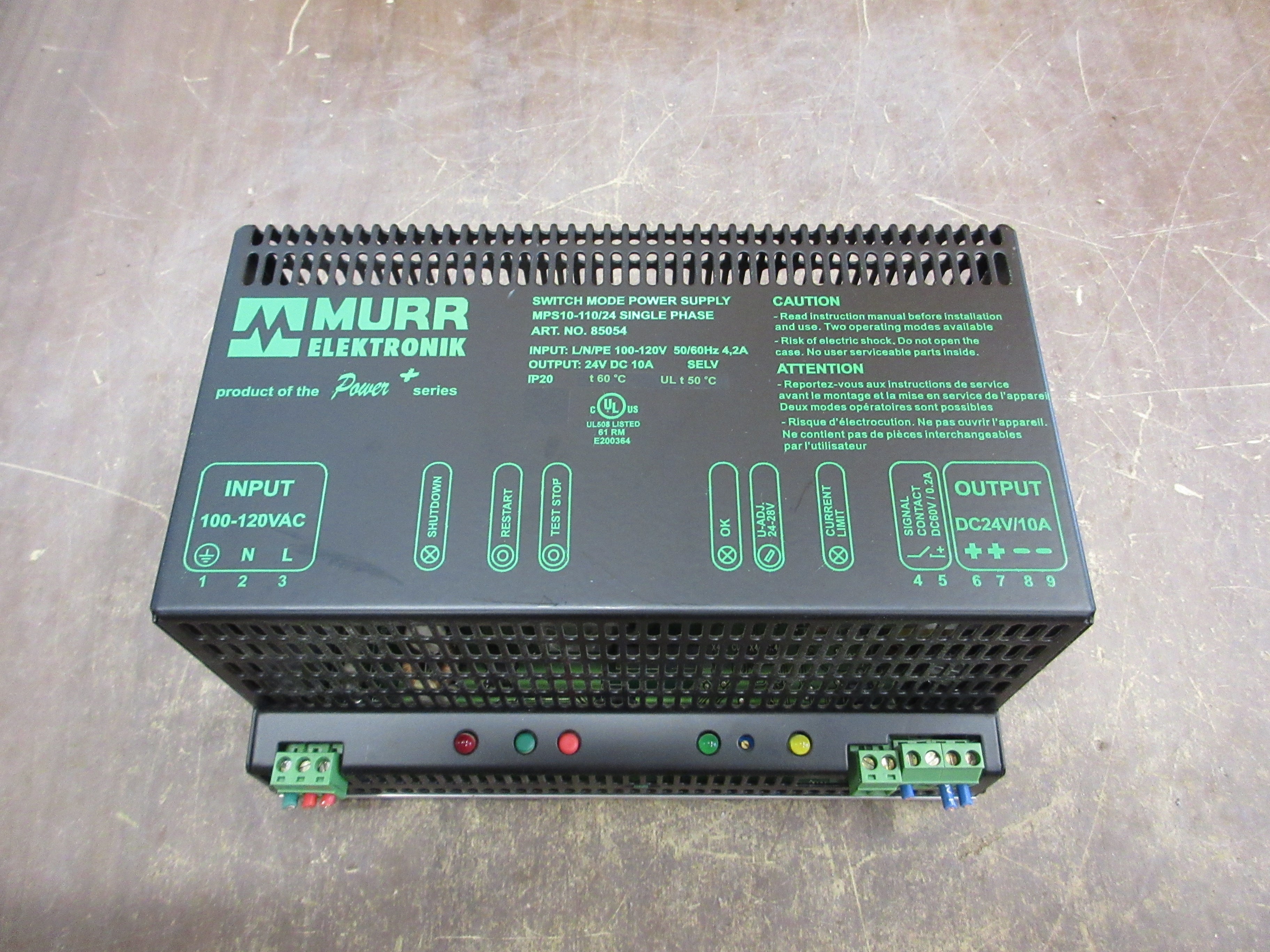 Murr Elektronik Power+Series Switch Mode Power Supply 85054 MPS10-110/24 1Ph
