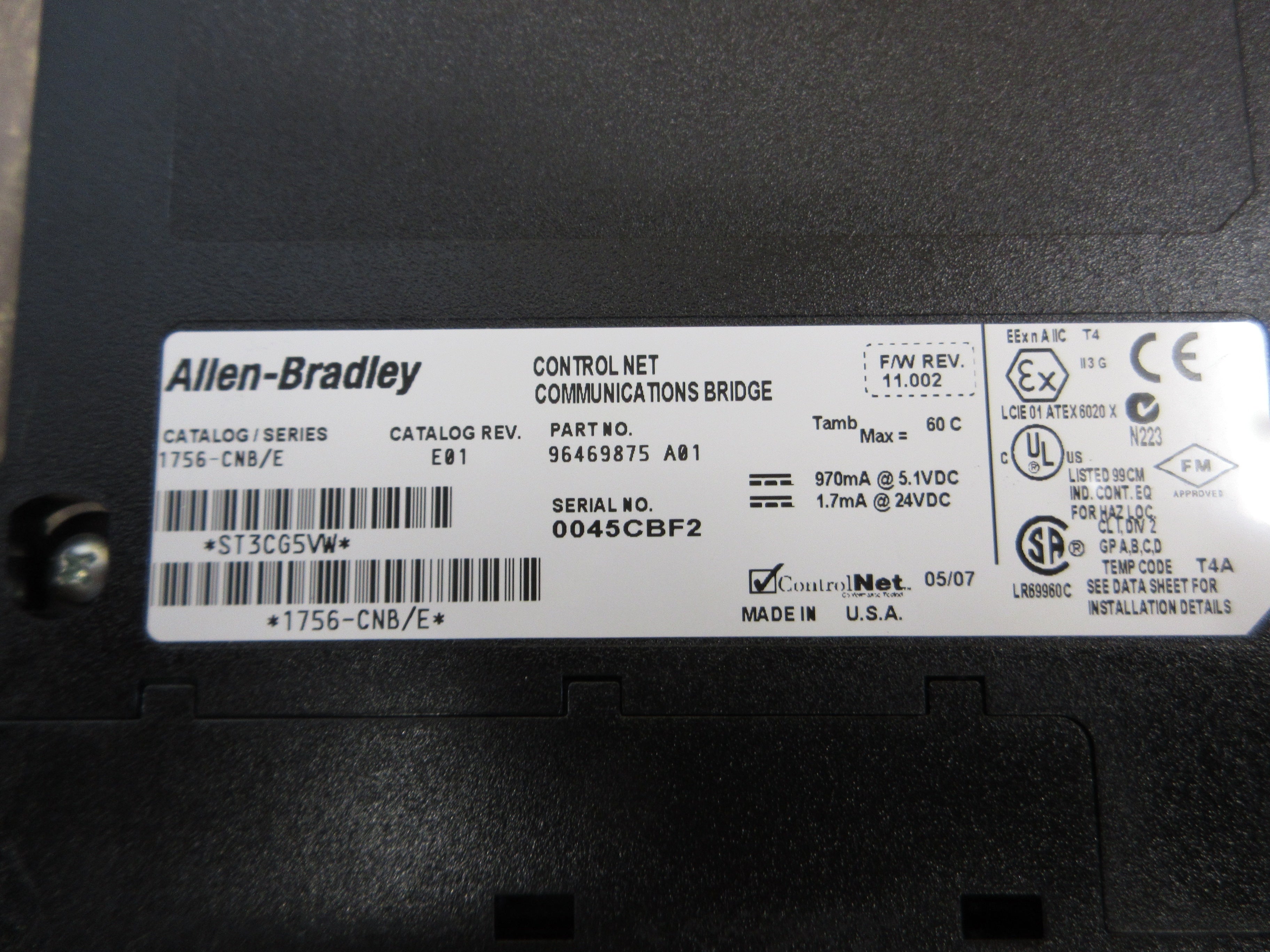 Allen-Bradley ControlLogix Control Net Comm. Bridge Module 1756-CNB/E Rev. E01