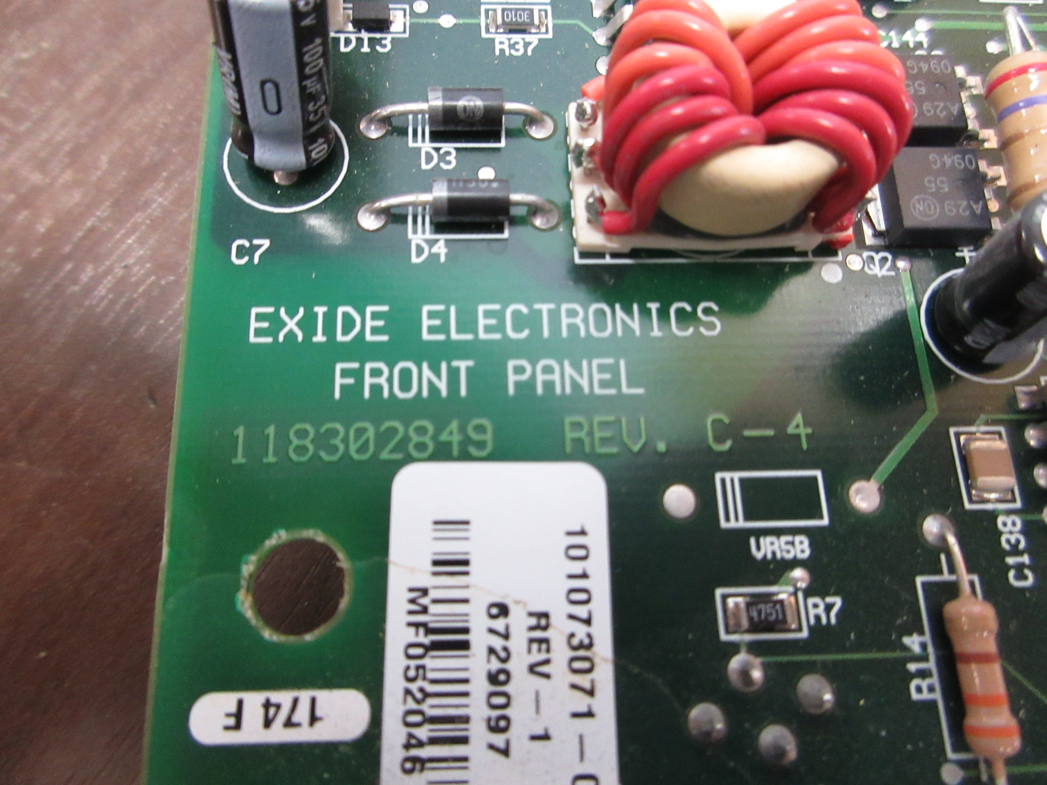 Exide Electronics Front Panel Control Board 118302849 Rev. C-4 Used
