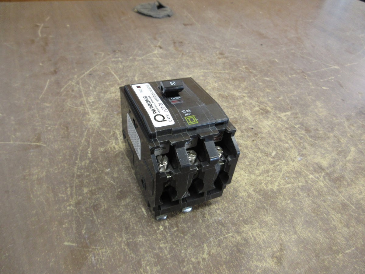 Square D Bolt-On Circuit Breaker QOB350 50A 240V 3P *No Mounting Screws* Used