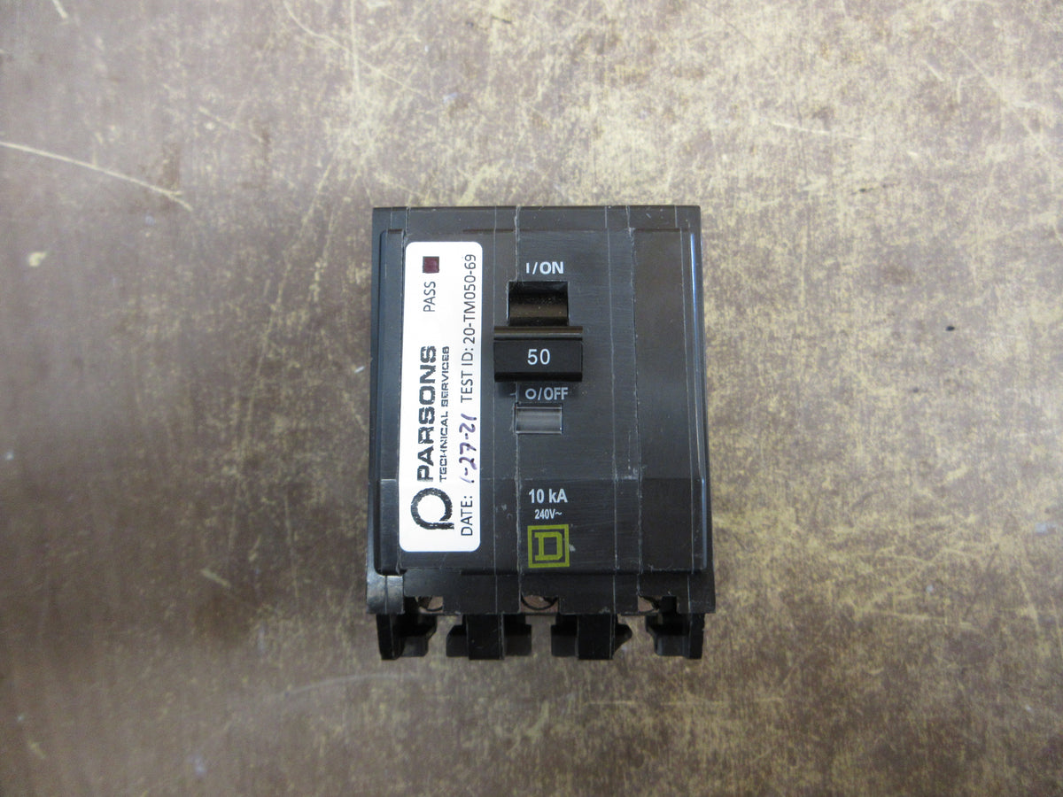Square D Bolt-On Circuit Breaker QOB350 50A 240V 3P *No Mounting Screws* Used