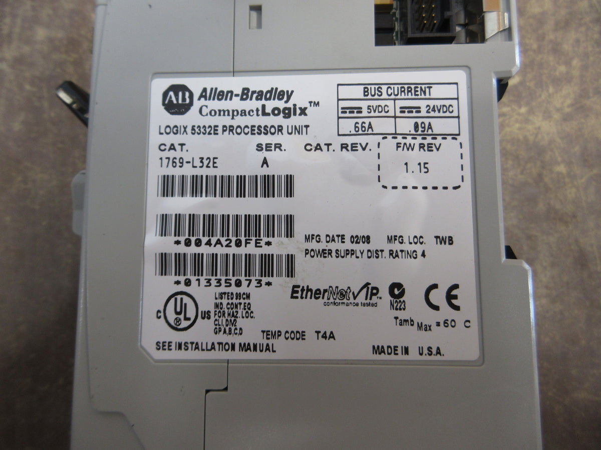Allen-Bradley CompactLogix Logix 5332E Processor Unit 1769-L32E Ser. A Used