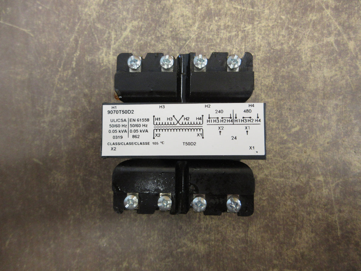 Square D Control Transformer 9070T50D2 0.05kVA Pri: 240/480V Sec: 24V 1Ph