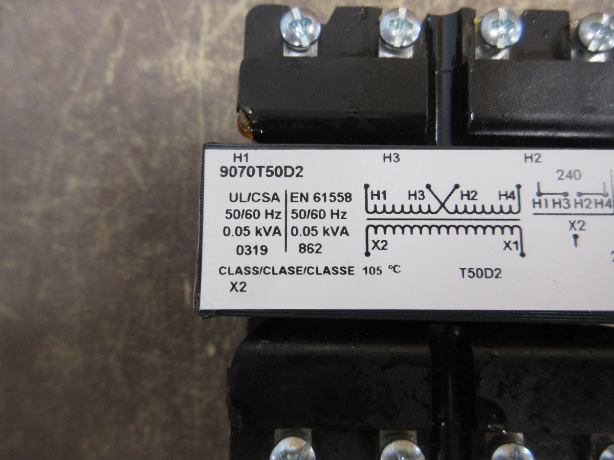 Square D Control Transformer 9070T50D2 0.05kVA Pri: 240/480V Sec: 24V 1Ph