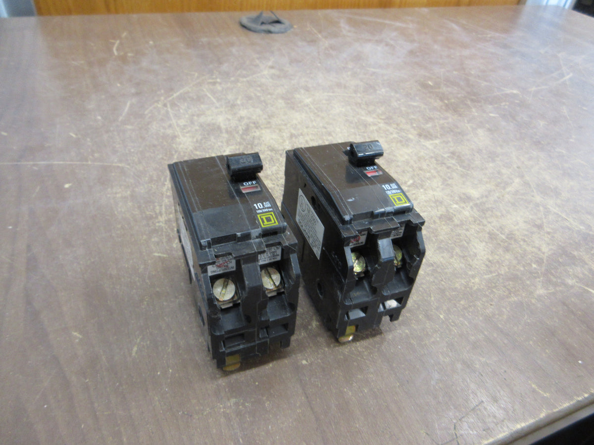 Square D Clip-On Circuit Breaker QO220 20A 120/240V 2P *Lot of 2* Used