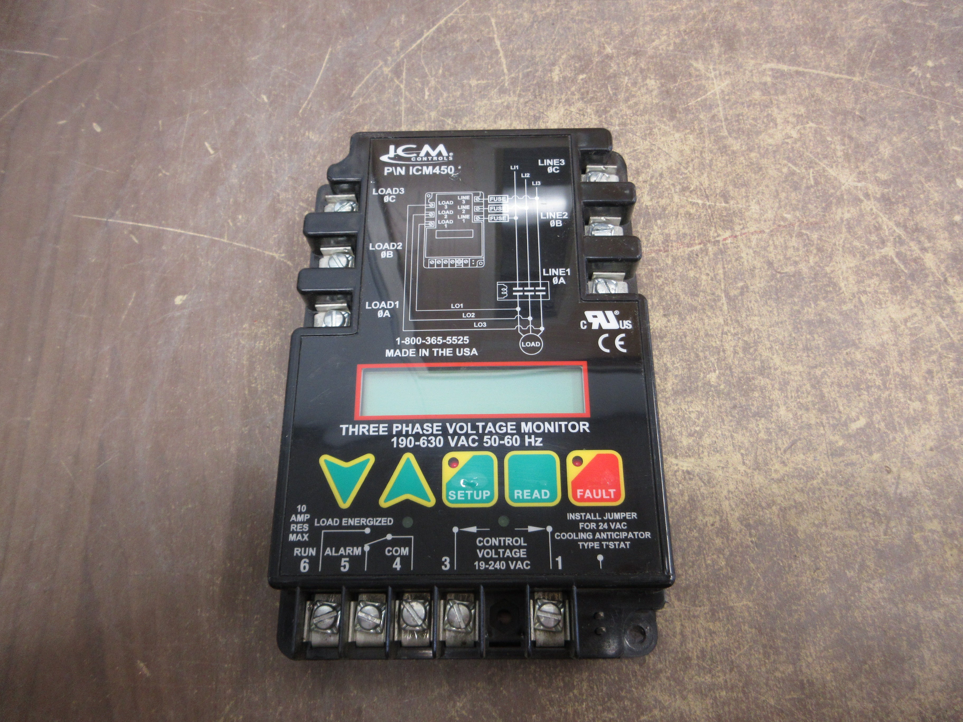 ICM Controls Three Phase Voltage Monitor ICM450 190-630V 50-60Hz Used