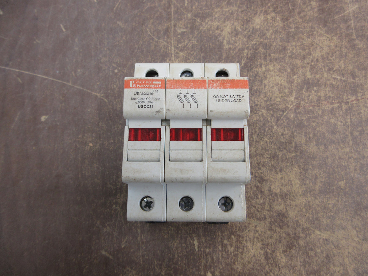 Ferraz Shawmut Ultrasafe Fuseholder USCC3I 30A 600V 3P Used