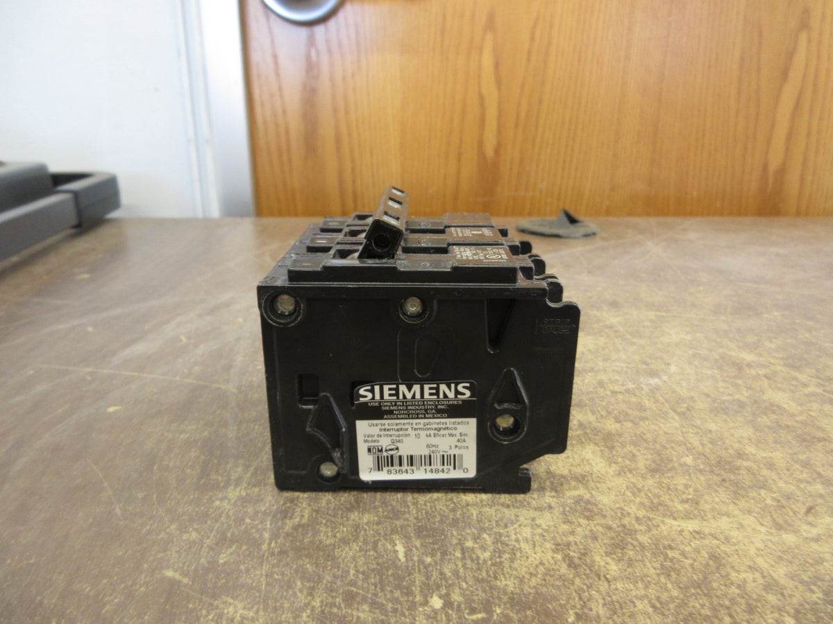 Siemens Type QP Clip-On Circuit Breaker Q340 40A 240V 3P Used