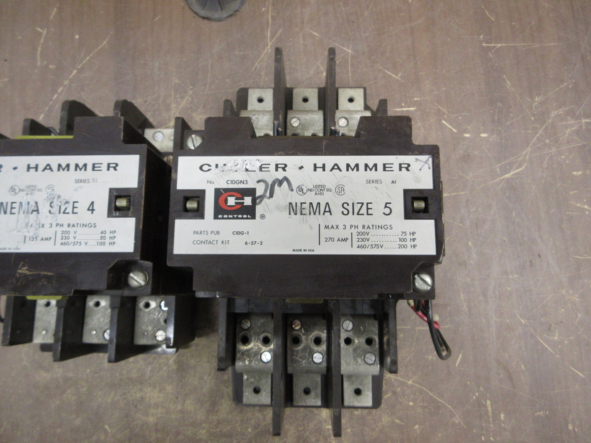 Cutler-Hammer 2-Speed Contactor C10FN3 / C10GN3 Size 4 / Size 5 480V Coil Used