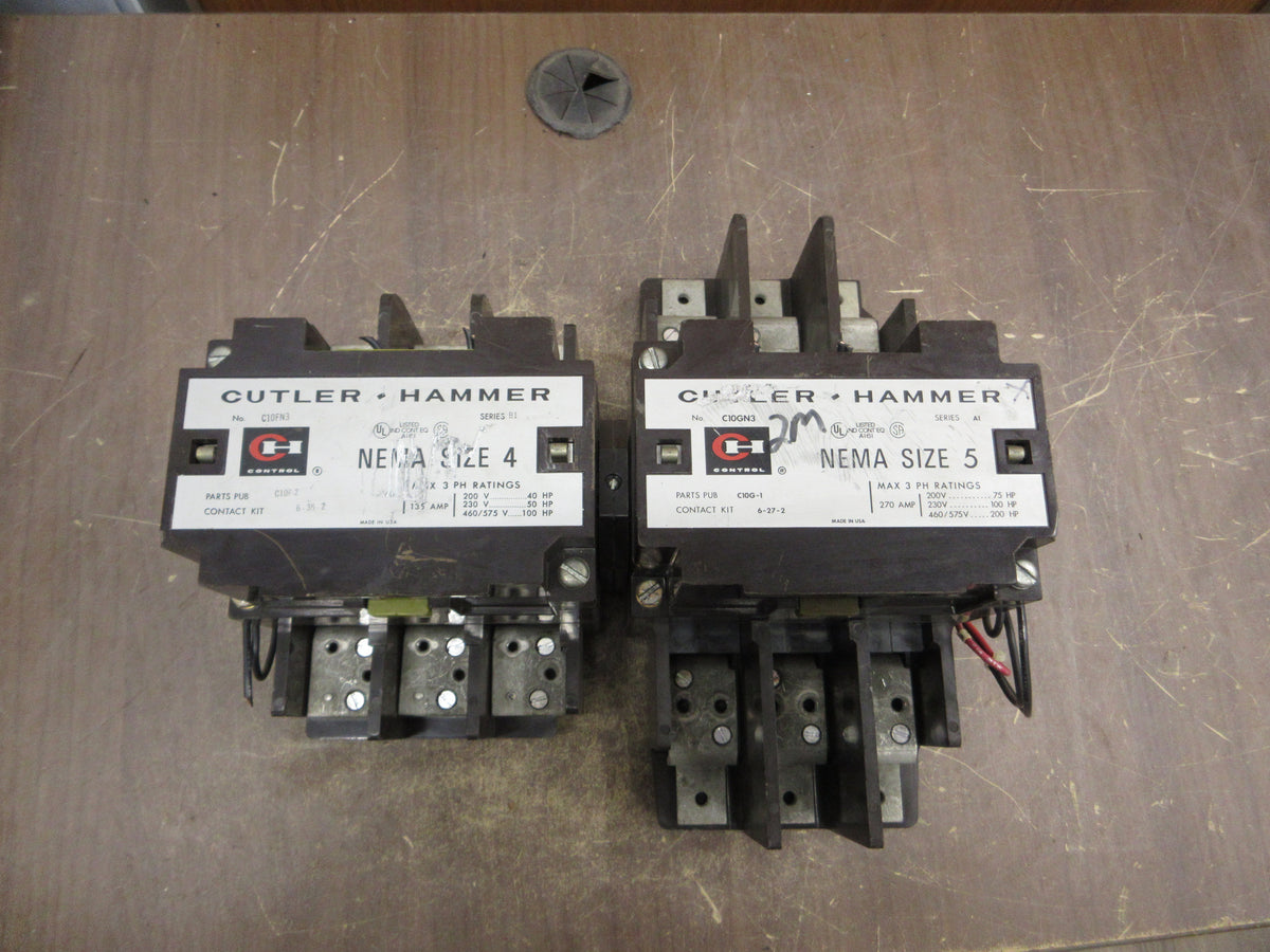 Cutler-Hammer 2-Speed Contactor C10FN3 / C10GN3 Size 4 / Size 5 480V Coil Used