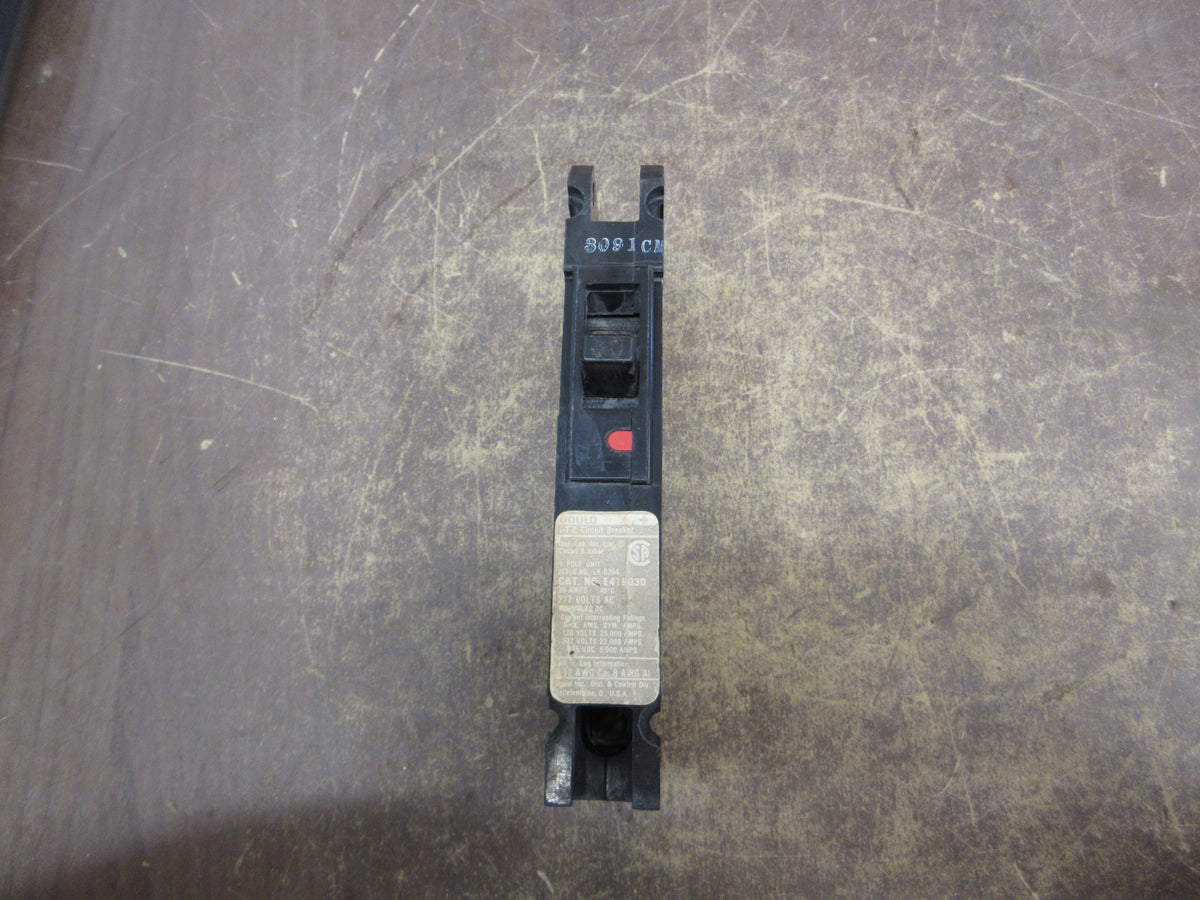 Gould ITE Circuit Breaker E41B030 30A 277V 1P Used