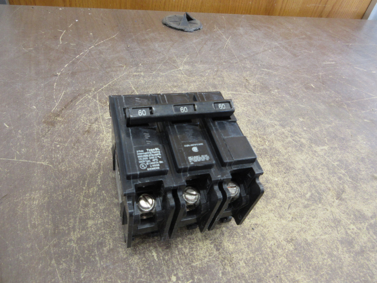 Siemens Type BL Bolt-On Circuit Breaker B360 60A 240V 3P Used