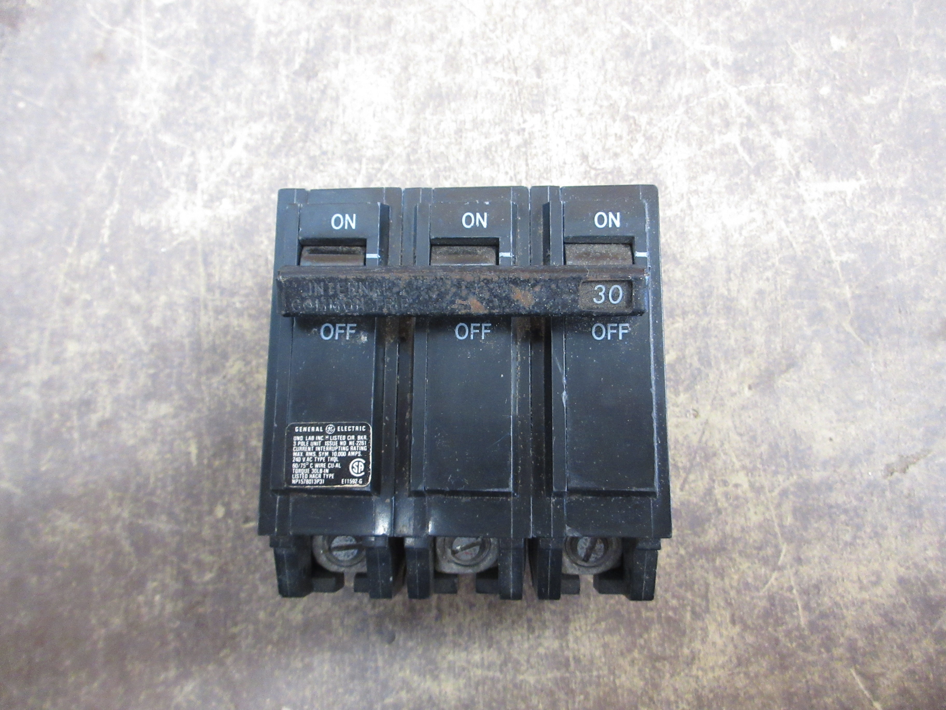 GE Clip-On Circuit Breaker THQL32030 30A 240V 3P Used