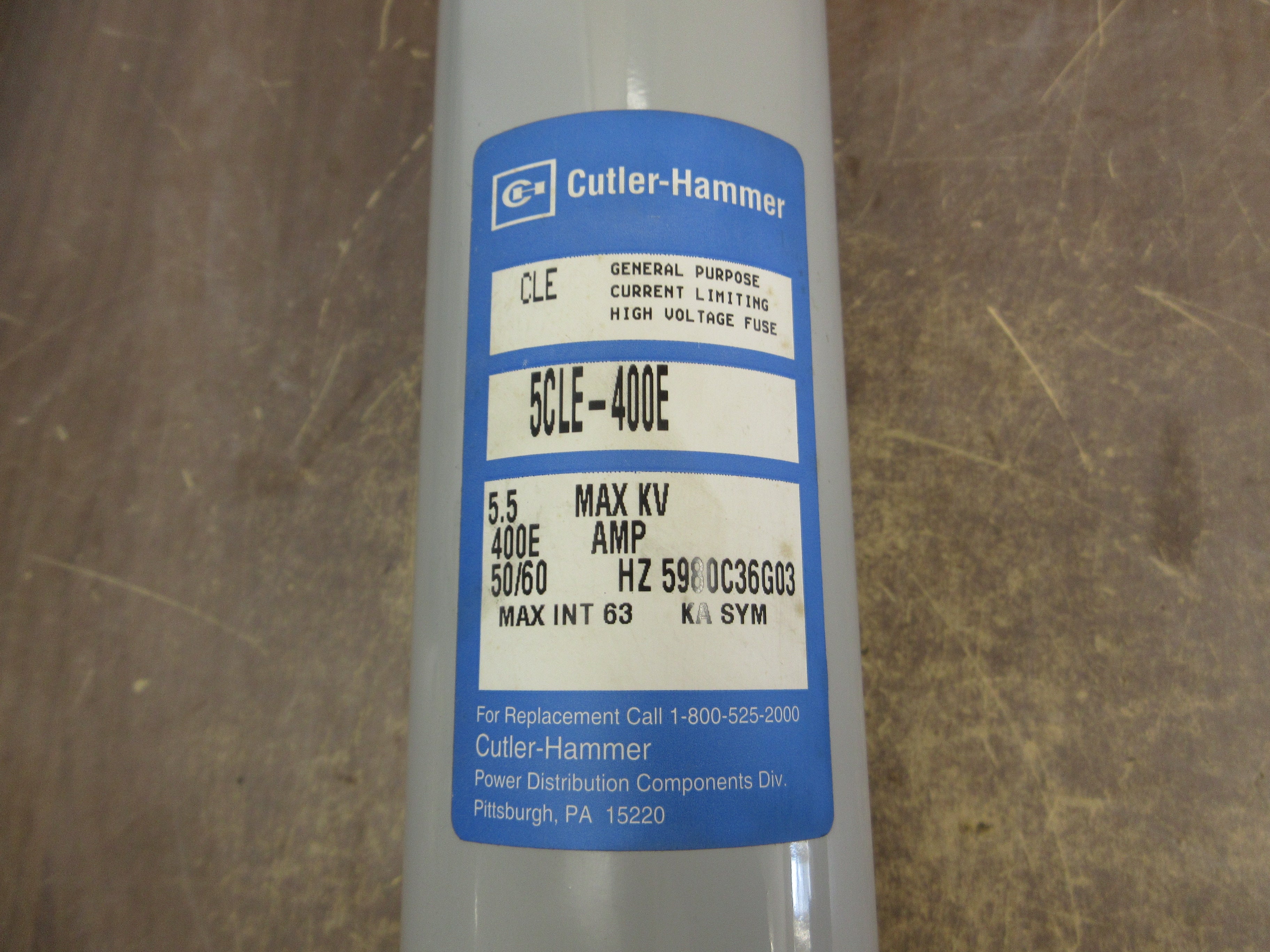 Cutler-Hammer Medium Voltage Fuse 5CLE-400E 5.5KV 400E *Damaged Box* New Surplus