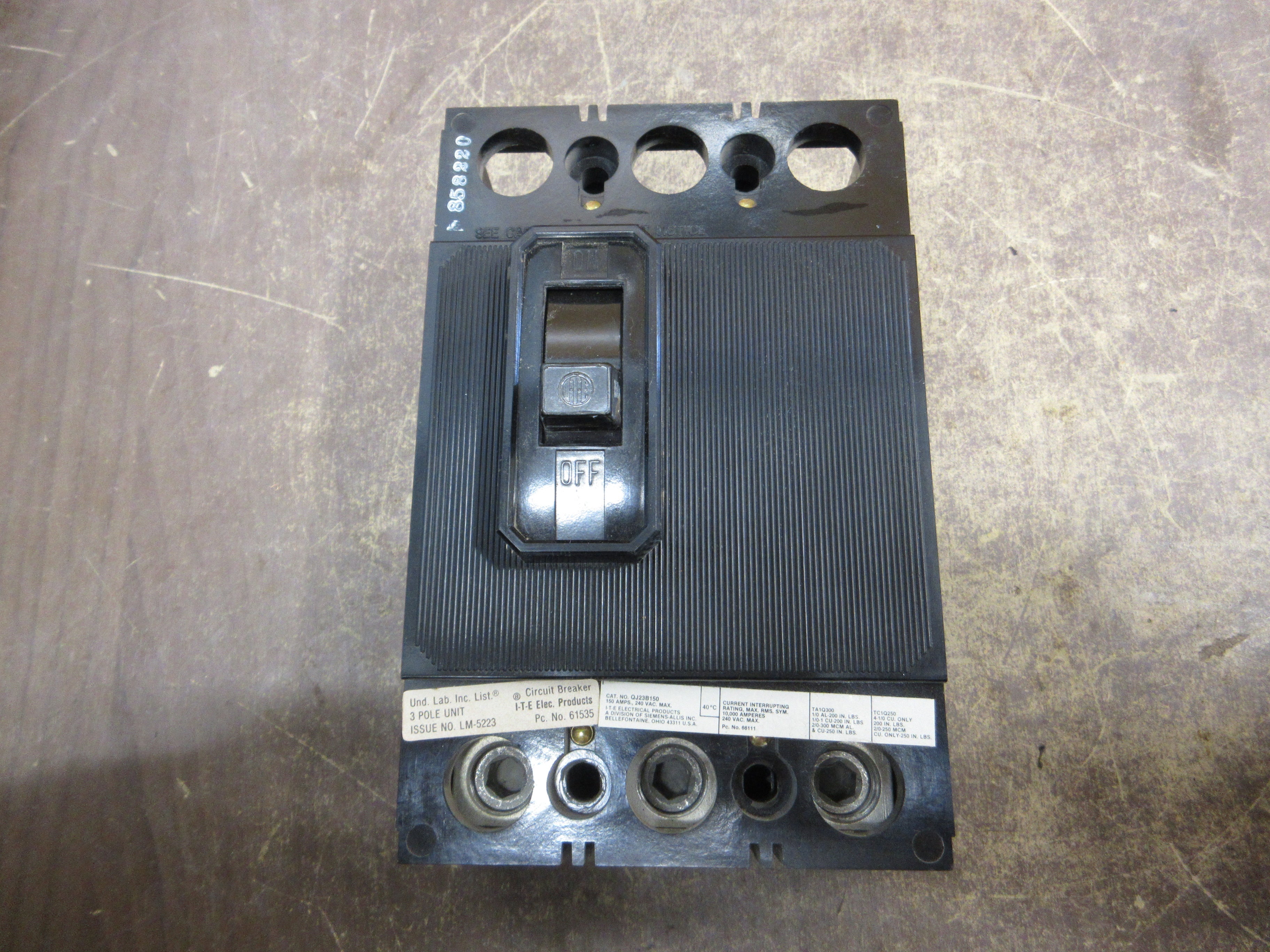 ITE Circuit Breaker QJ23B150 150A 240V 3P Used