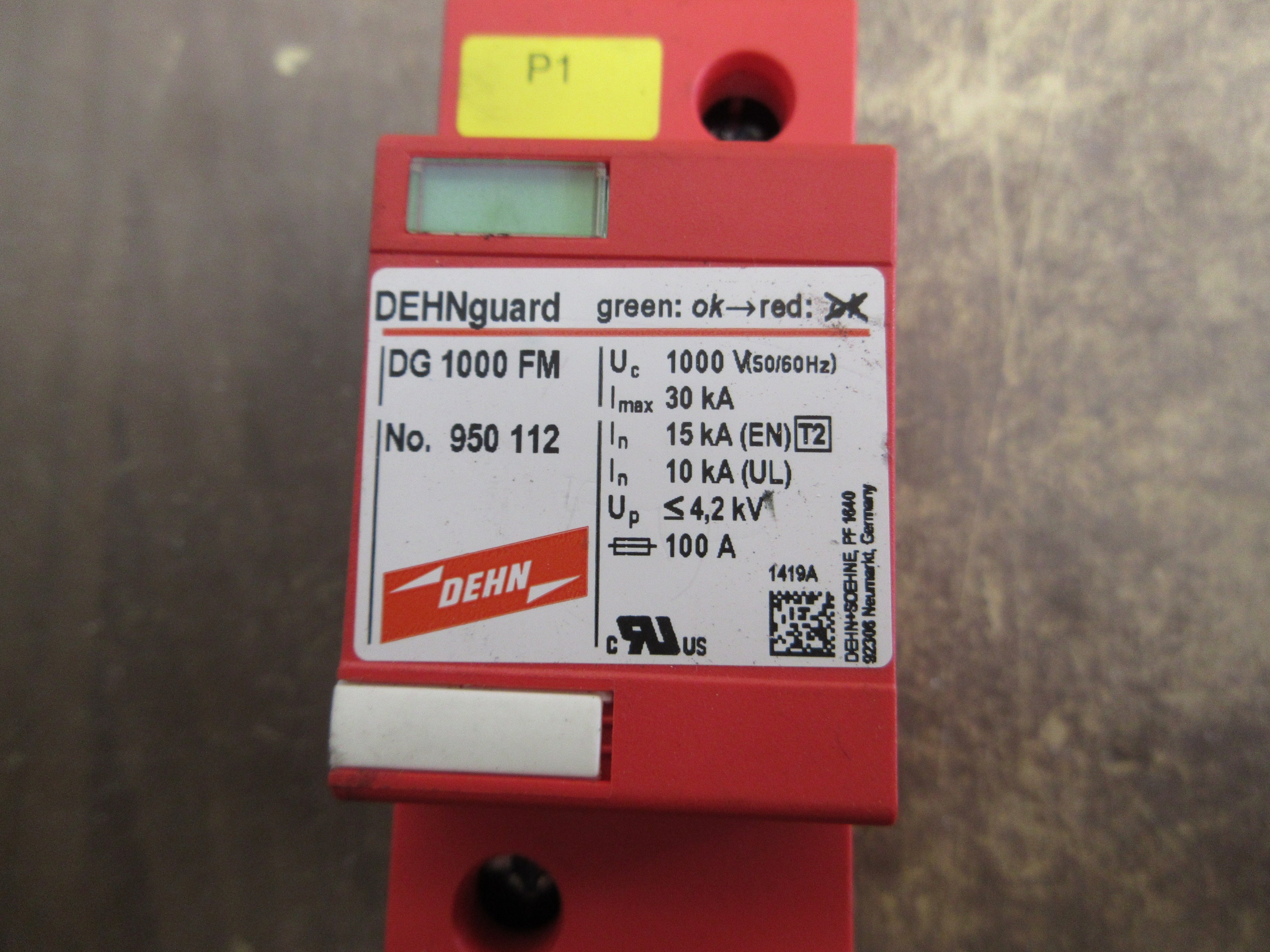 Dehn DEHNguard DG1000 FM Surge Arrester 950 112 1000V 50/60Hz In: 10kA Used