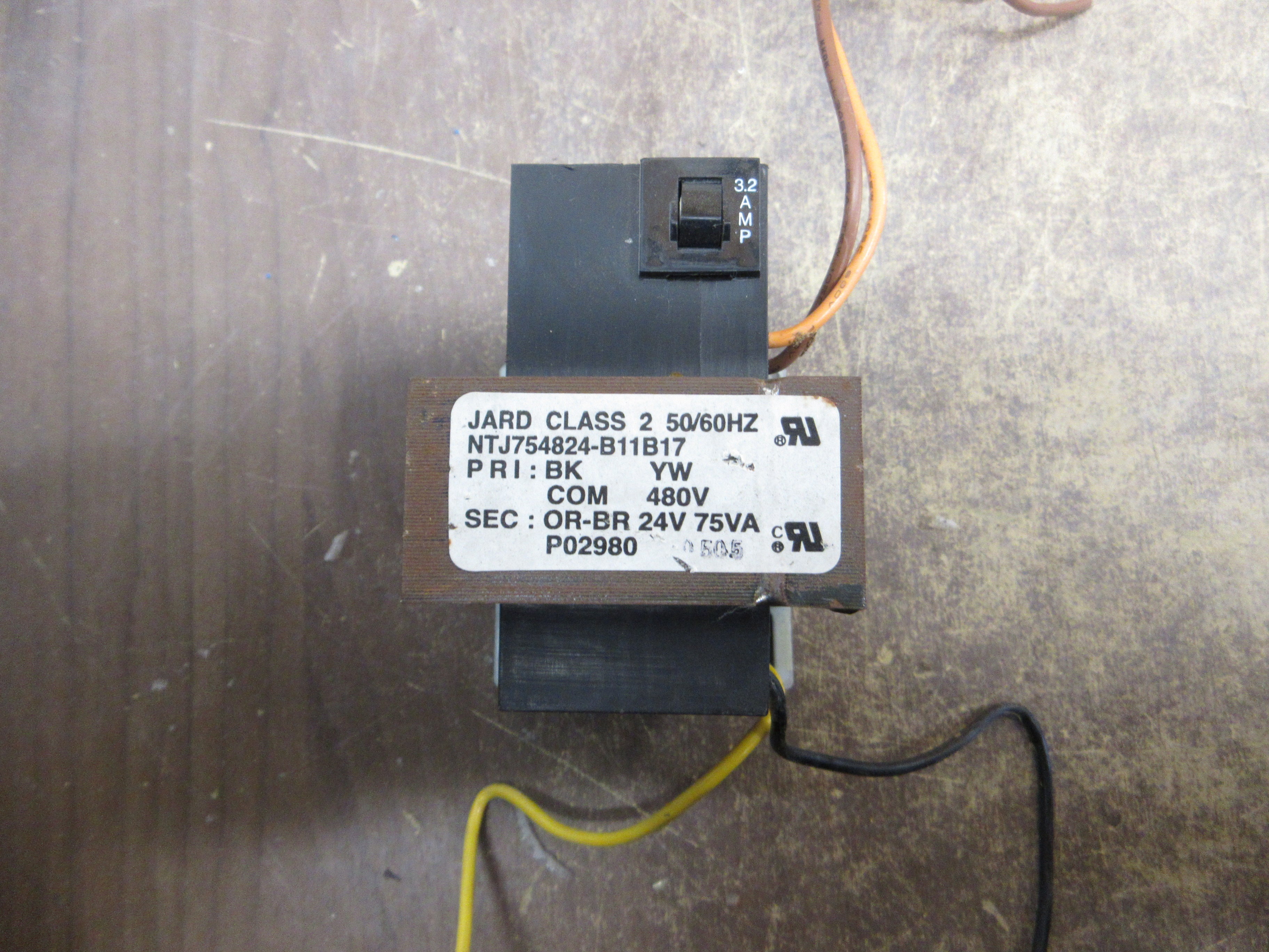 Jard Transformer NTJ754824-B11B17 75VA Pri: 480V Sec: 24V 50/60Hz Used