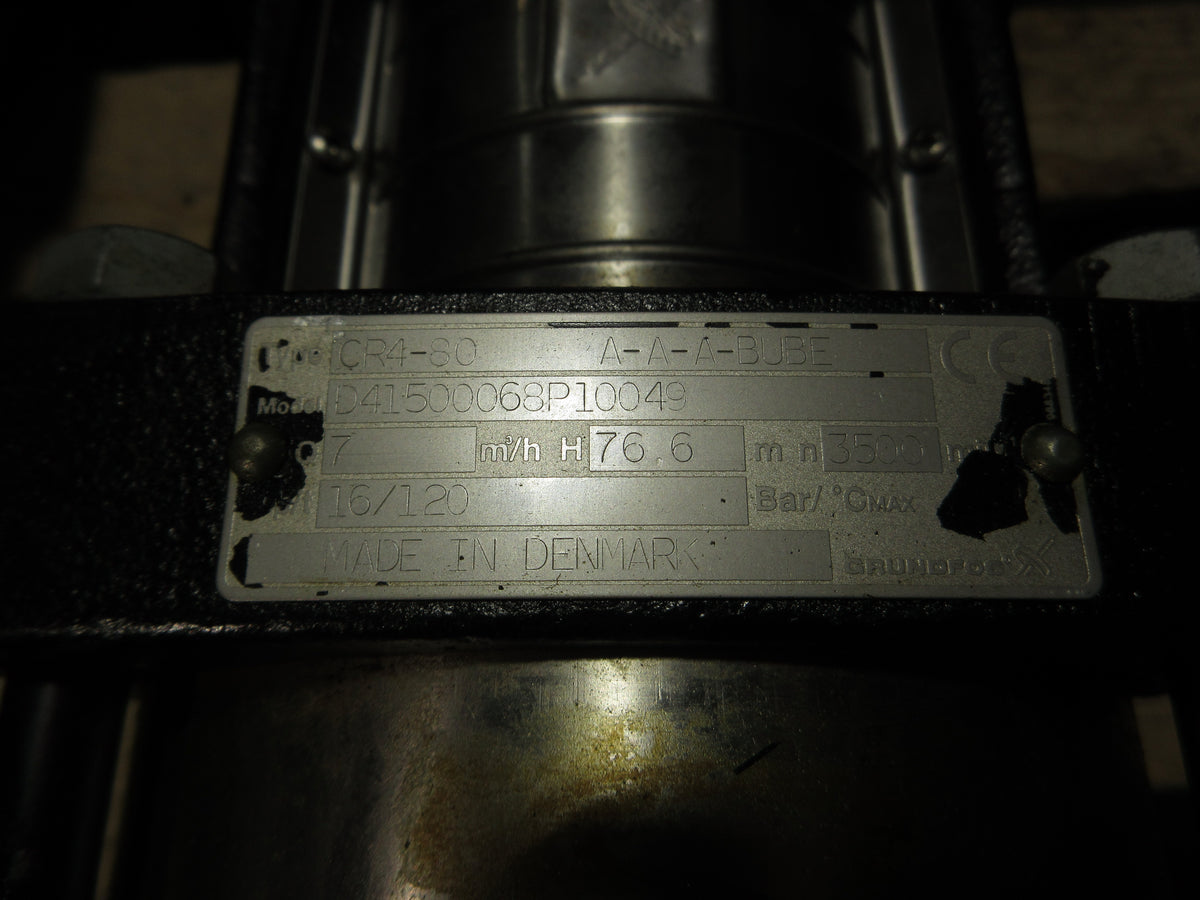 Grundfos Vertical Pump CR4-80 A-A-A-BUBE 3kW 7m3/h 76.6m Head Used
