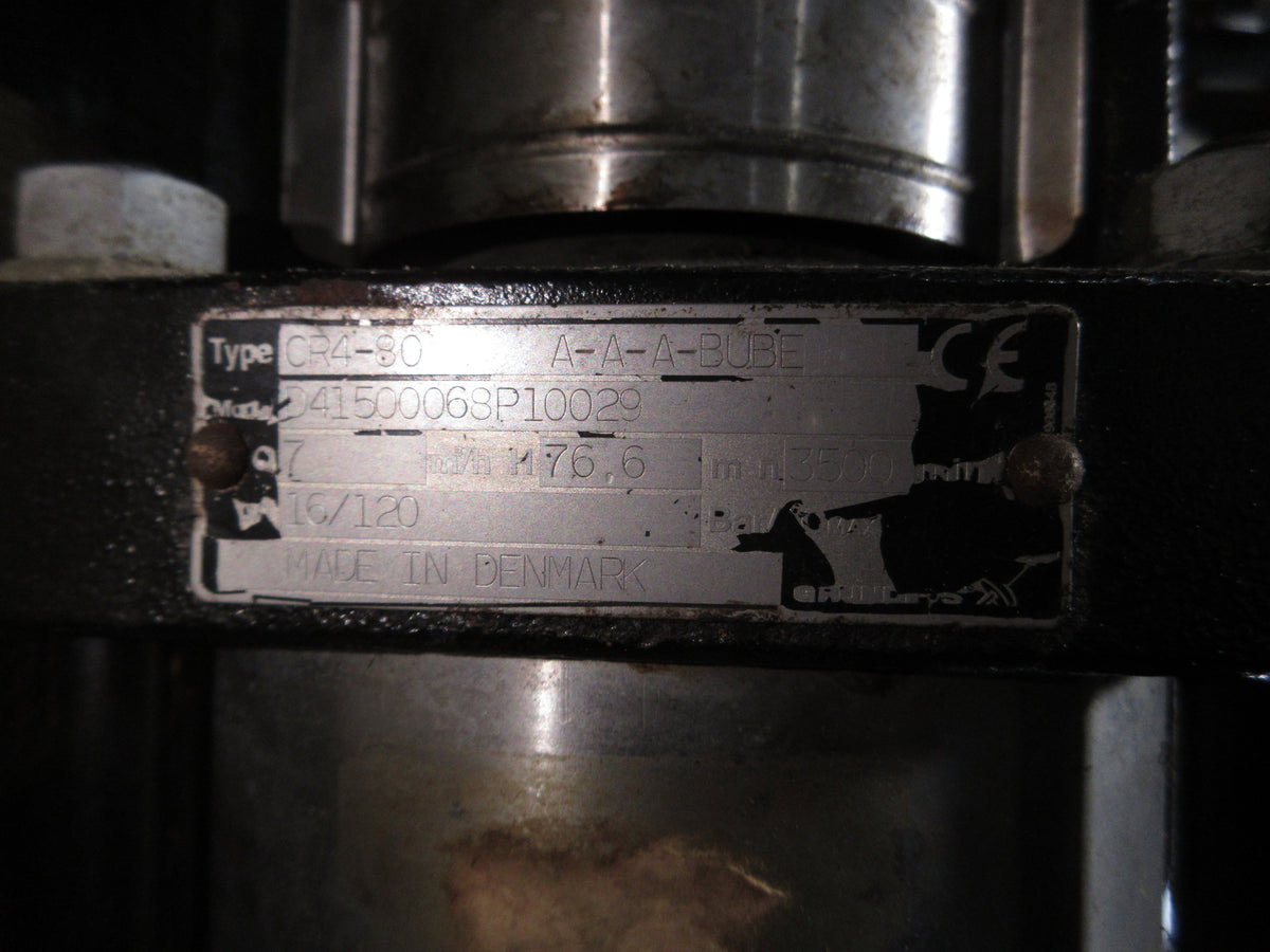 Grundfos Vertical Pump CR4-80 A-A-A-BUBE 3kW 7m3/h 76.6m Head Used