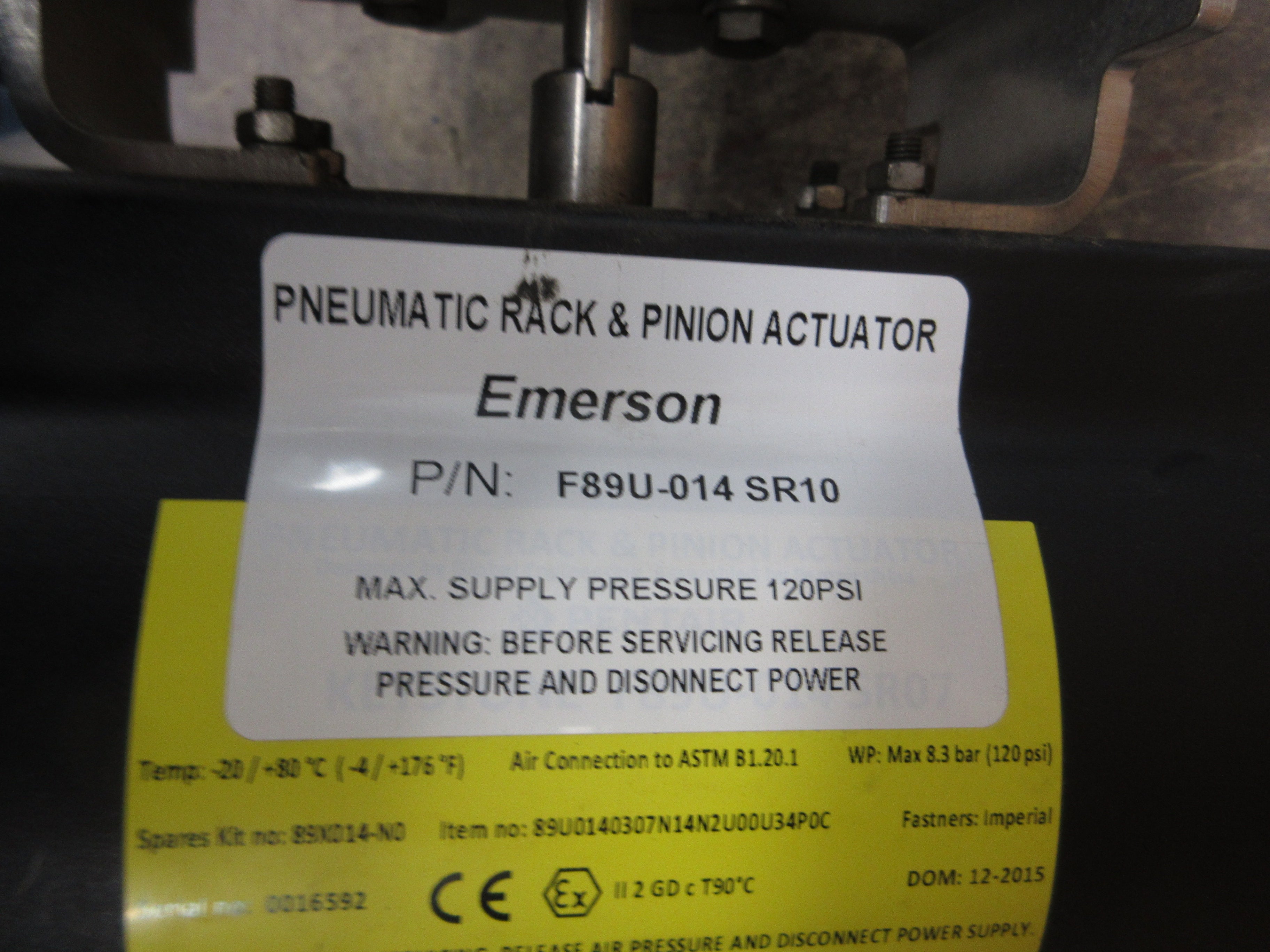 Keystone Actuated Valve w/ Positioner 36-0100L0A100A1-CAS00KBR1PFSAKB Size: 4"