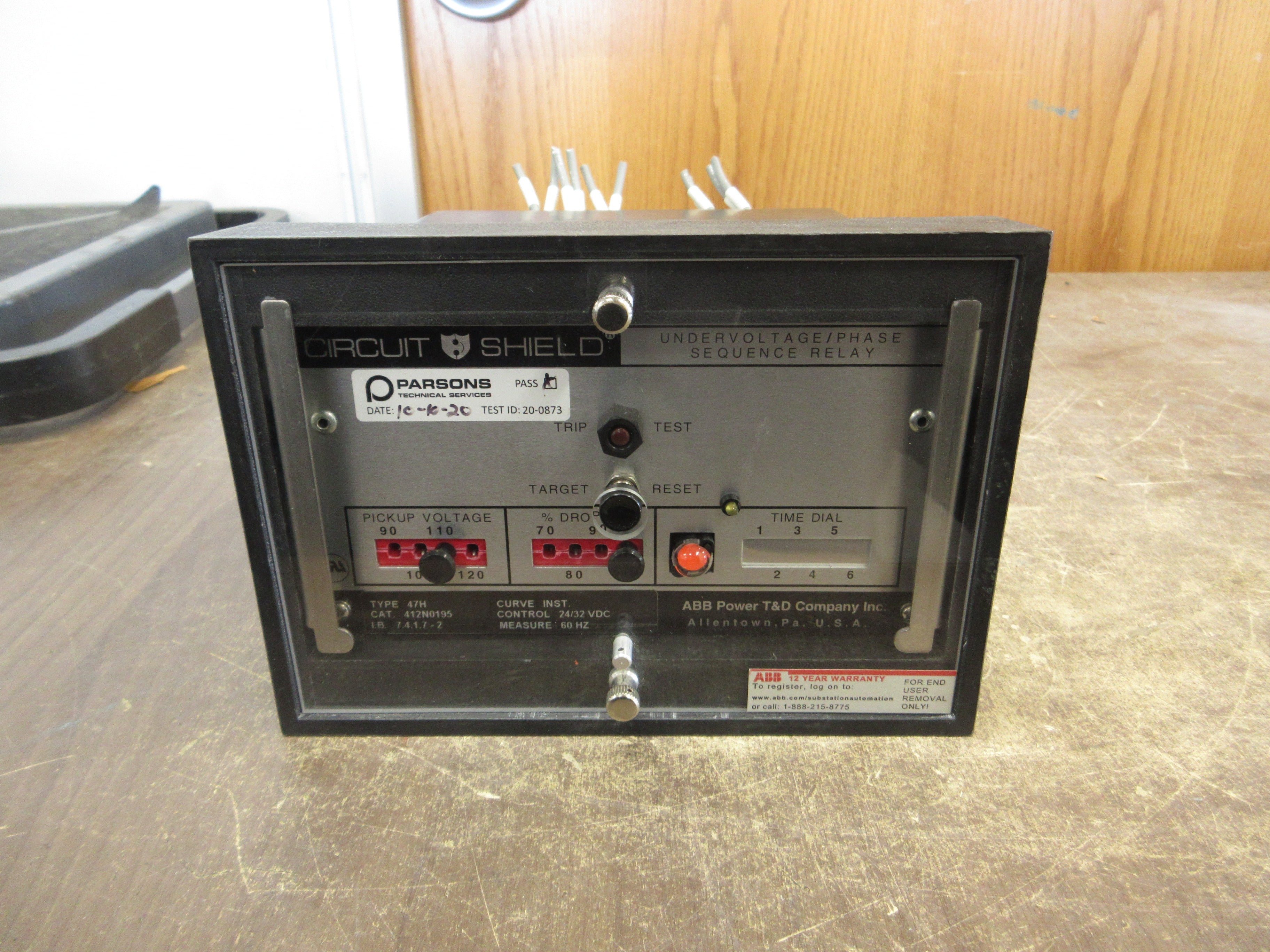ABB Type 47H Undervoltage Phase Sequence Relay 412N0195 24/32VDC Used
