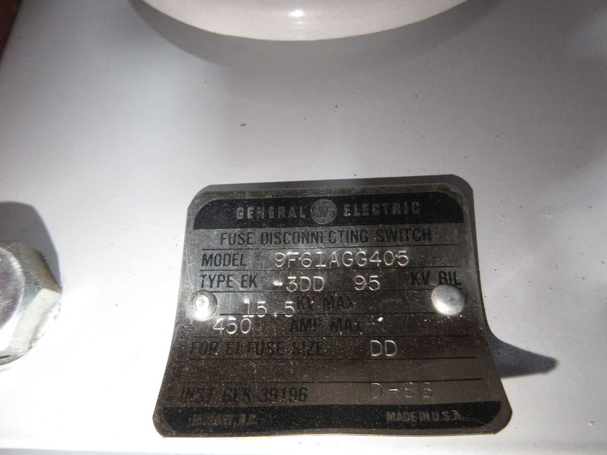 GE Type EK-3DD Fuse Disconnecting Switch 9F61AGG405 450A 15.5kV 3P Used
