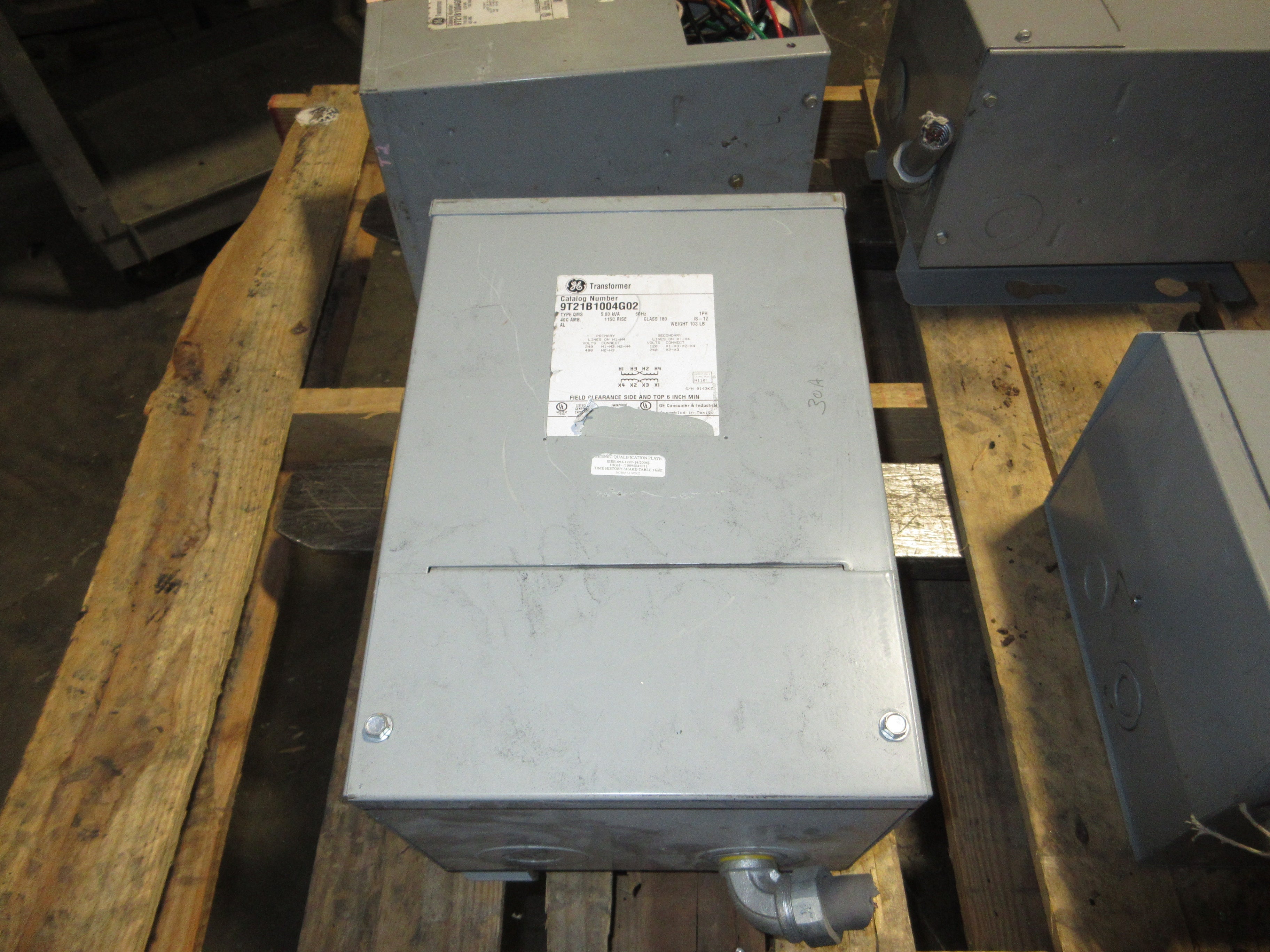 GE Type QMS 3R Transformer 9T21B1004G02 5kVA Pri: 240/480V Sec: 120/240V 1Ph