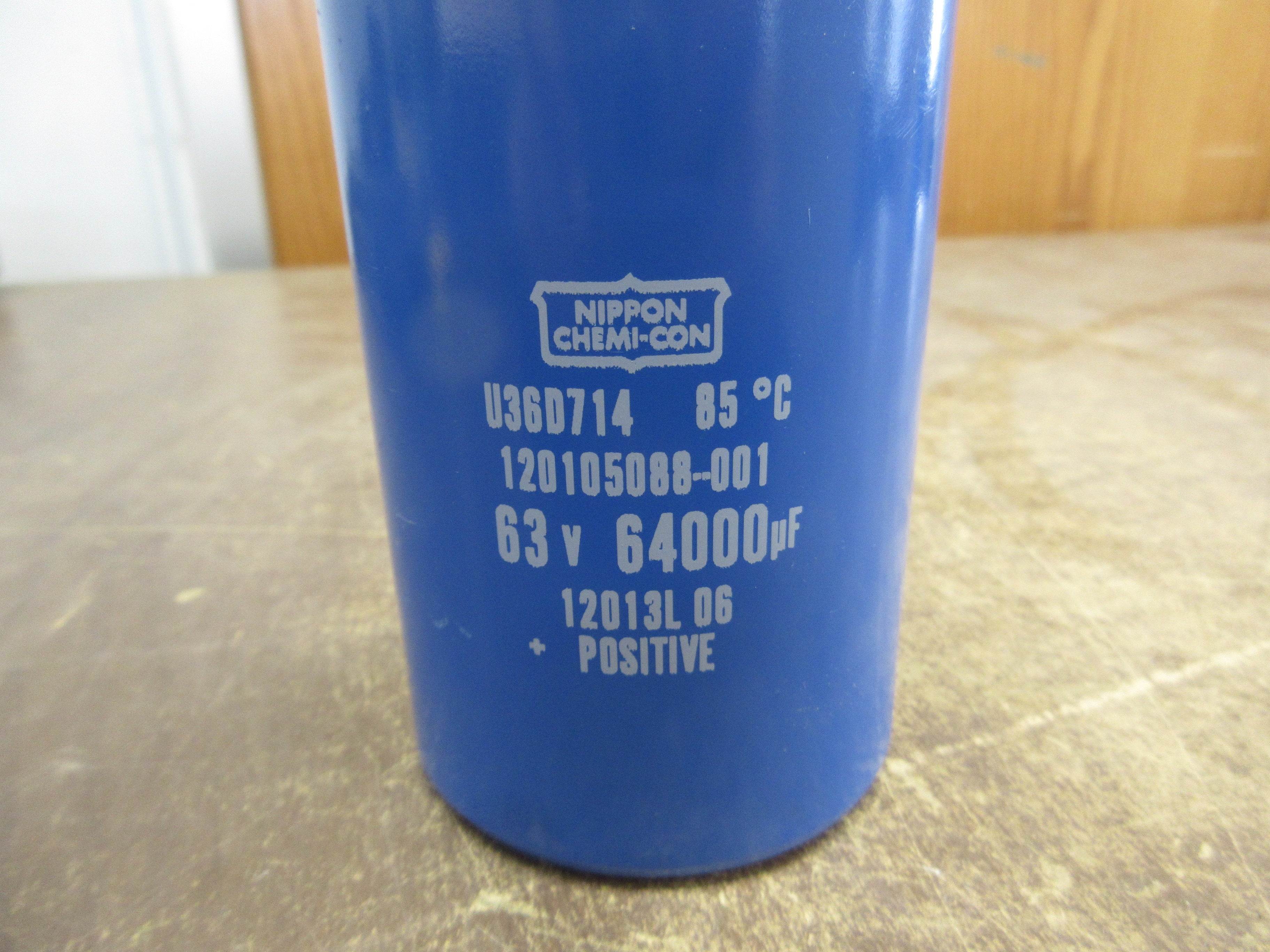 Nippon Chemi-Con Capacitor 120105088-001 64,000uF 63V Used