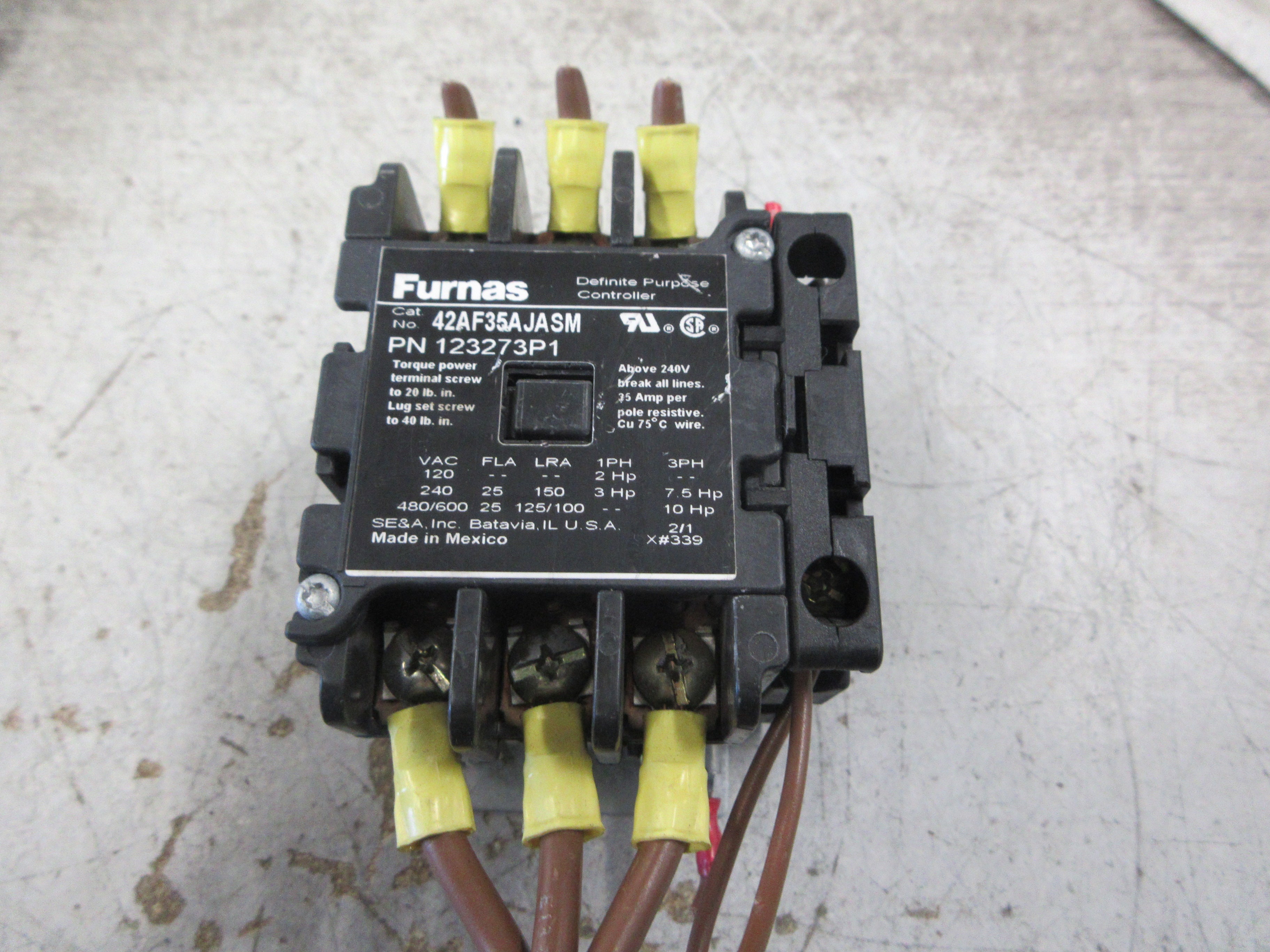 Furnas Definite Purpose Contactor 42AF35AJASM 24V Coil 25A 600V Used