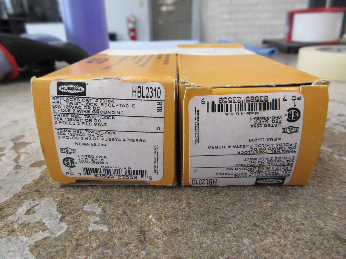 Hubbell Twist-Lock Receptacle HBL2310 20A 125V 2P 3W Nema L5-20R *Lot of 2*