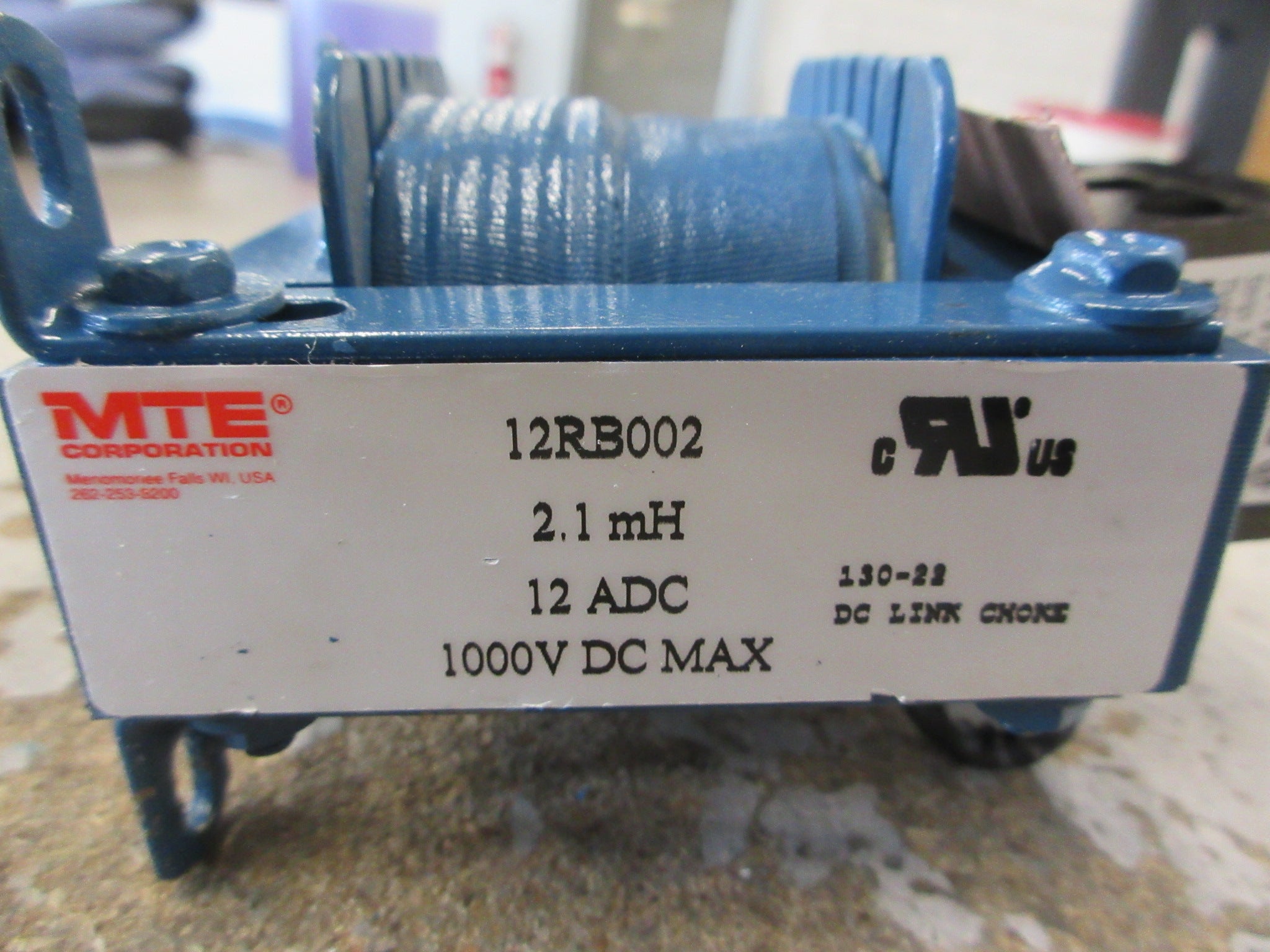 MTE DC Link Choke 12RB002 2.1mH 12A 1000VDC Used