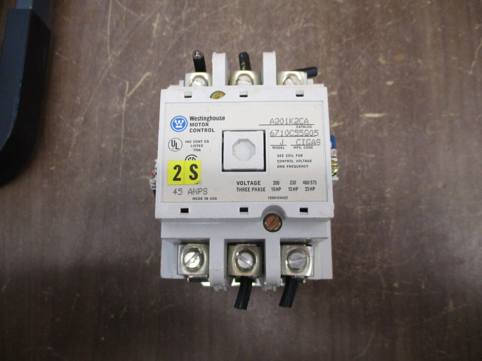 Westinghouse Contactor A201K2CA 120V Coil 45A Used